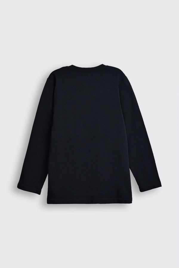 Black Long-Sleeve Henley Shirt Reality