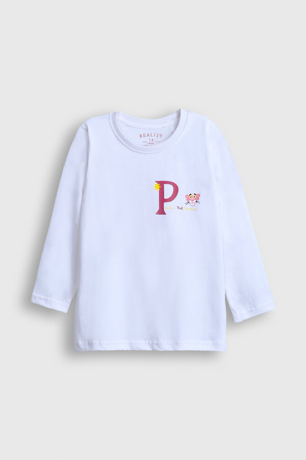 Wight Panther and Letter P Long-Sleeve Shirt