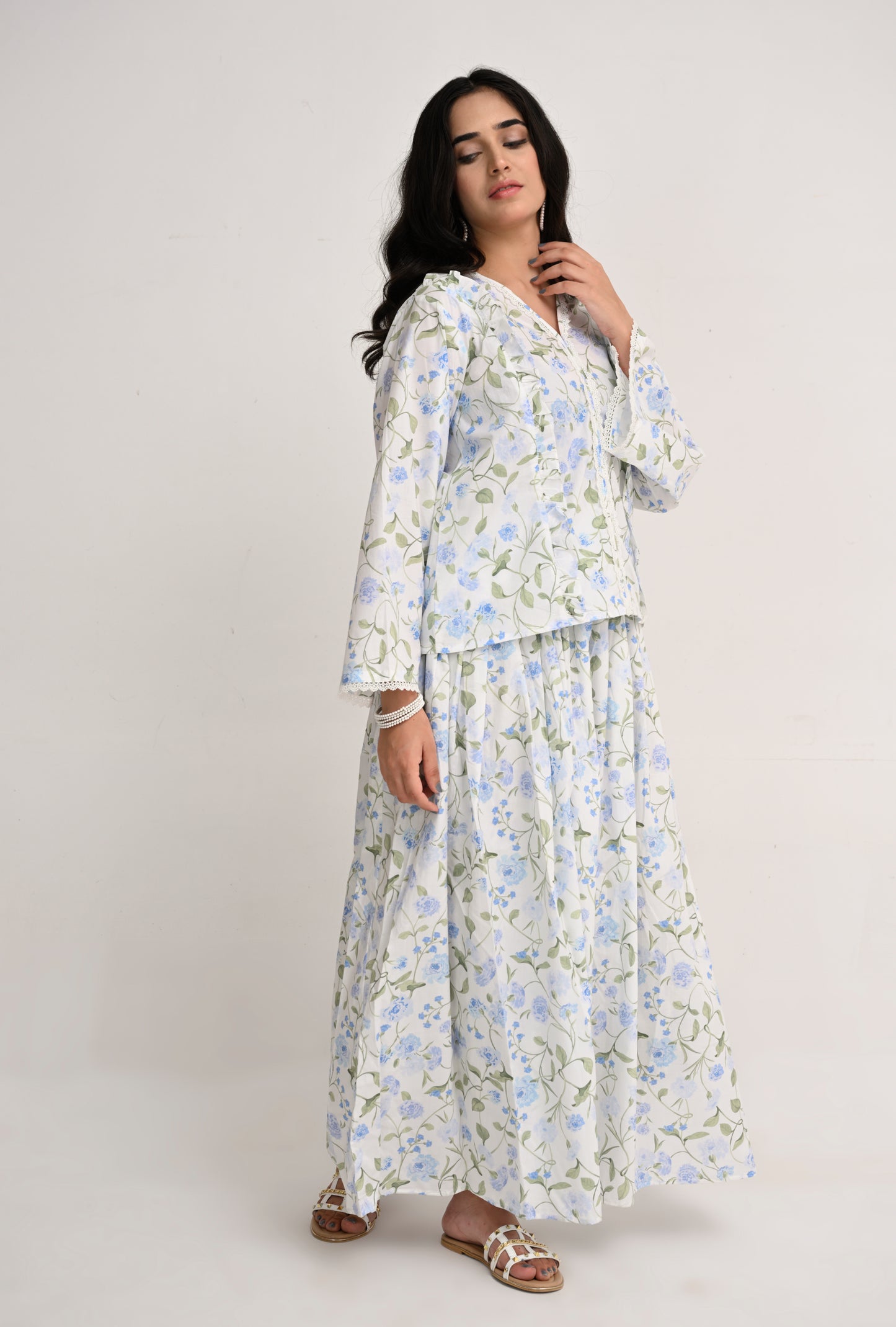 Morning Mist: Soft Blue Floral Co-ord Set by Reality Reality