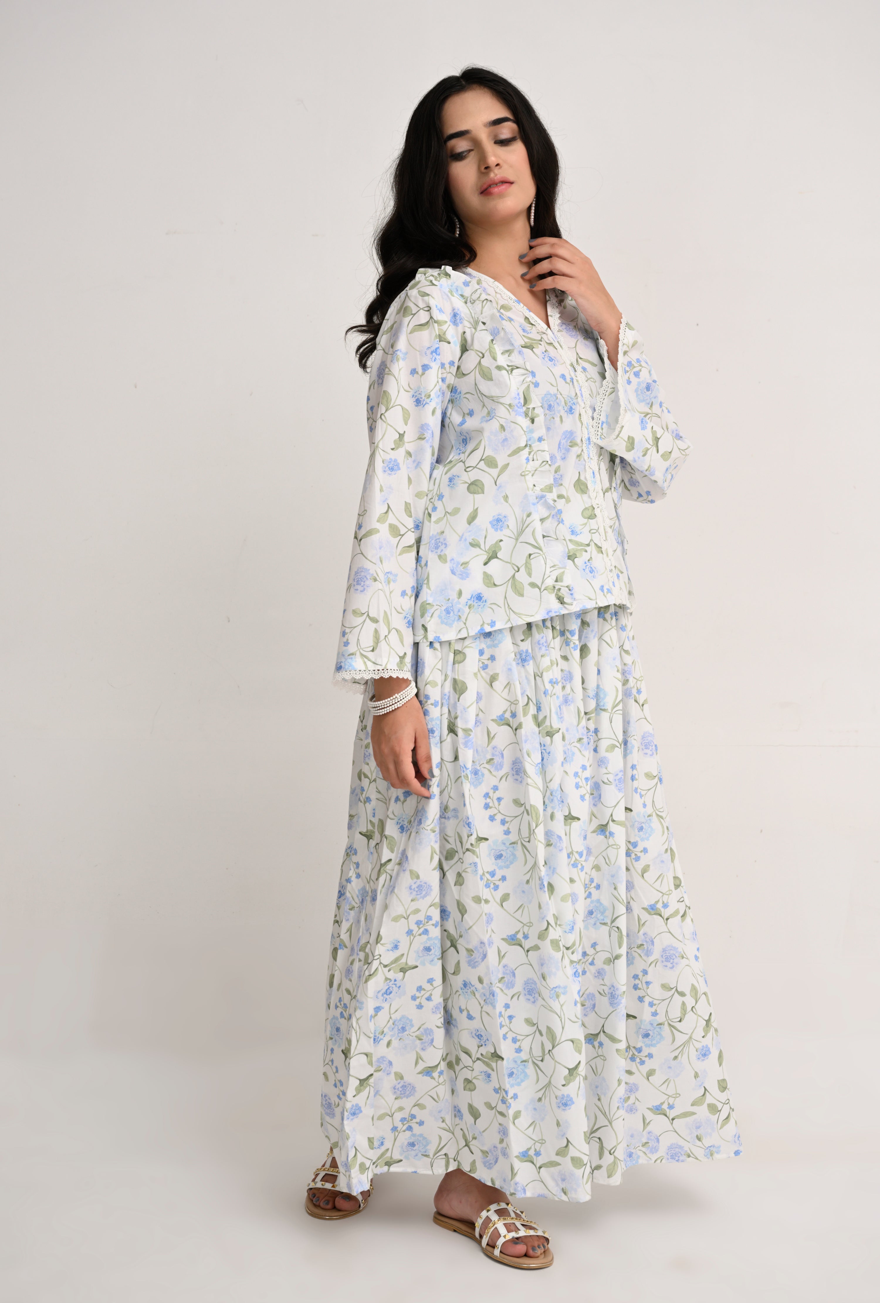 Morning Mist: Soft Blue Floral Co-ord Set by Reality Reality