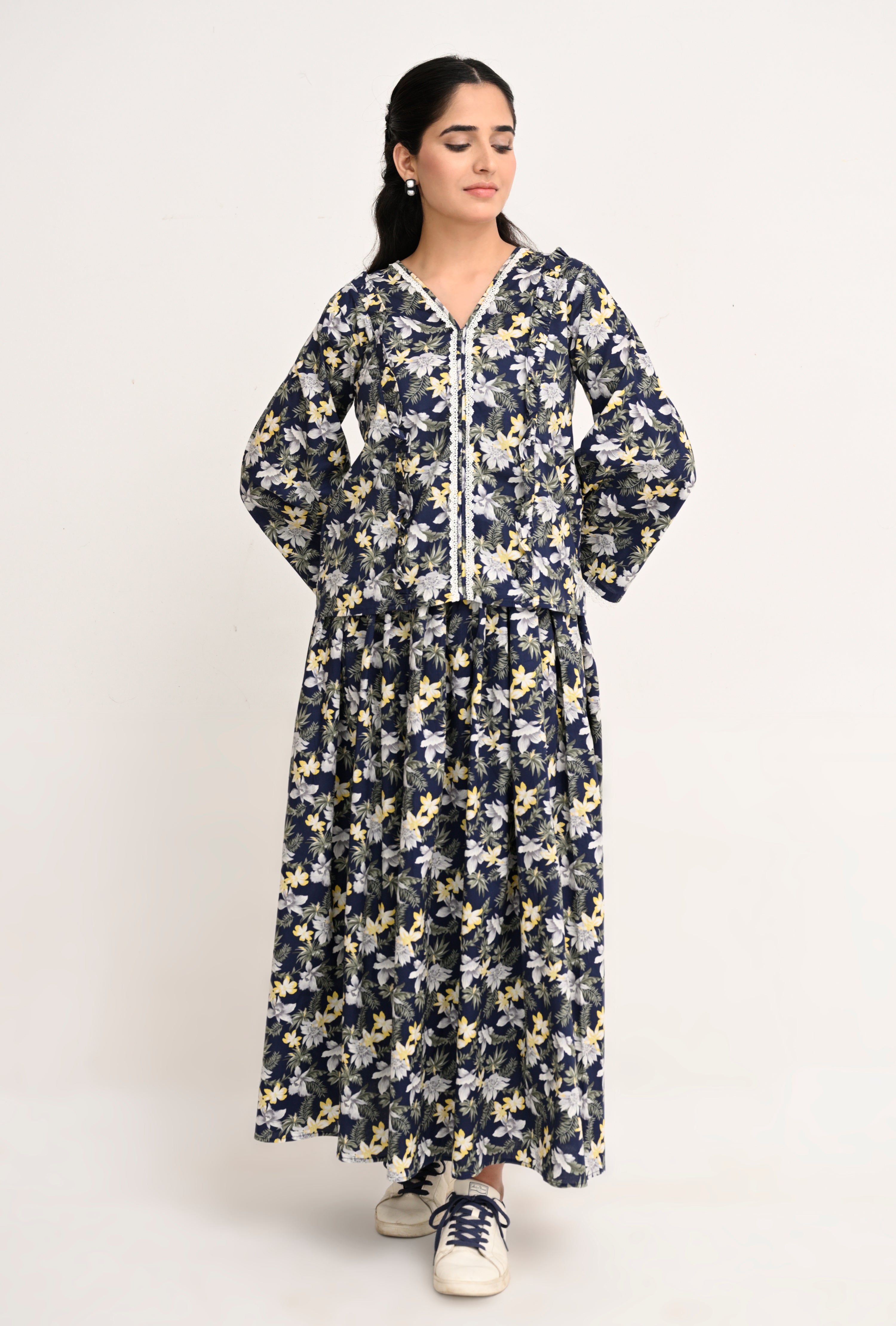 Midnight Meadow: Navy Floral Co-ord Set by Reality Reality