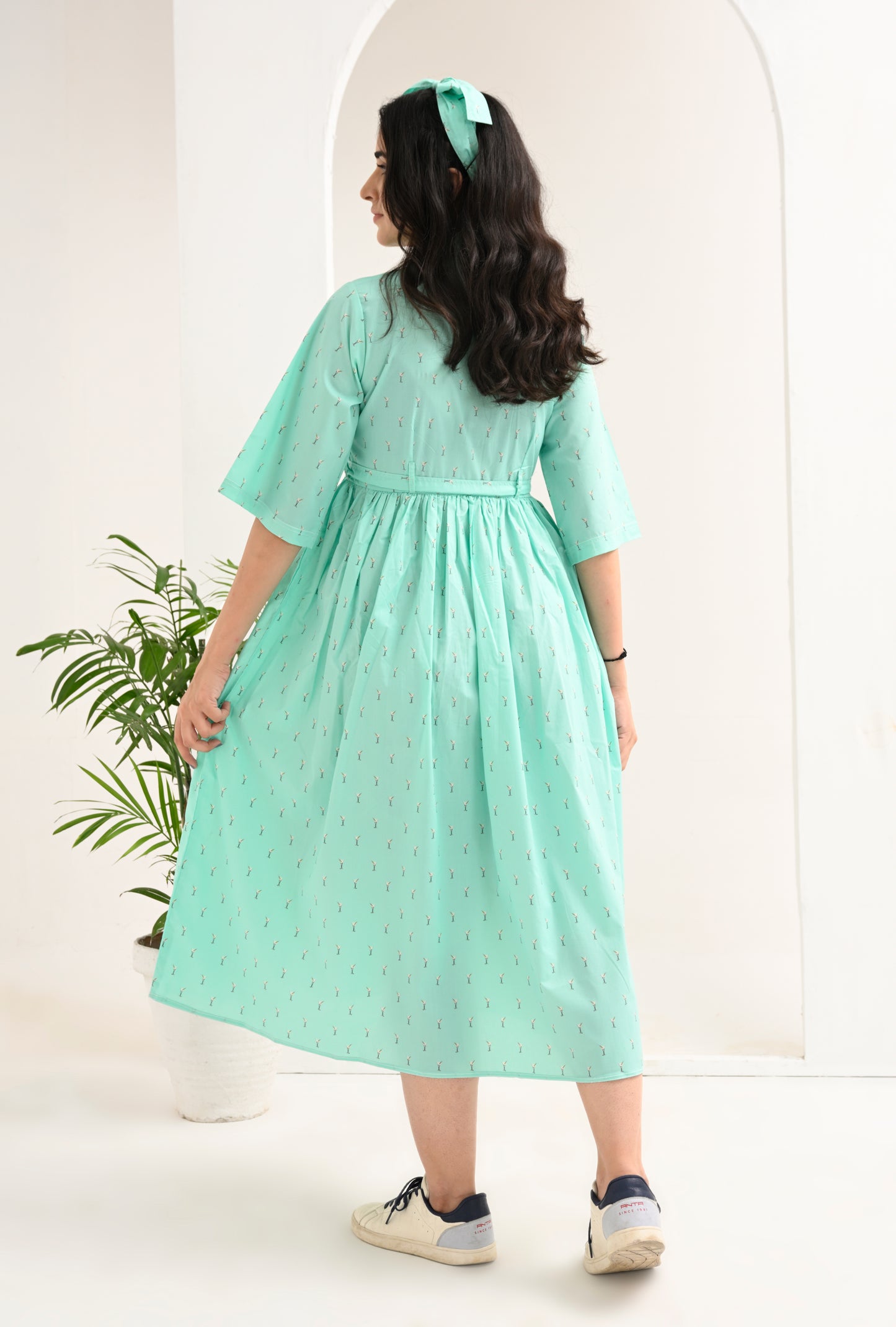 Mint Breeze: Playful Tie-Waist Dress by Reality Reality