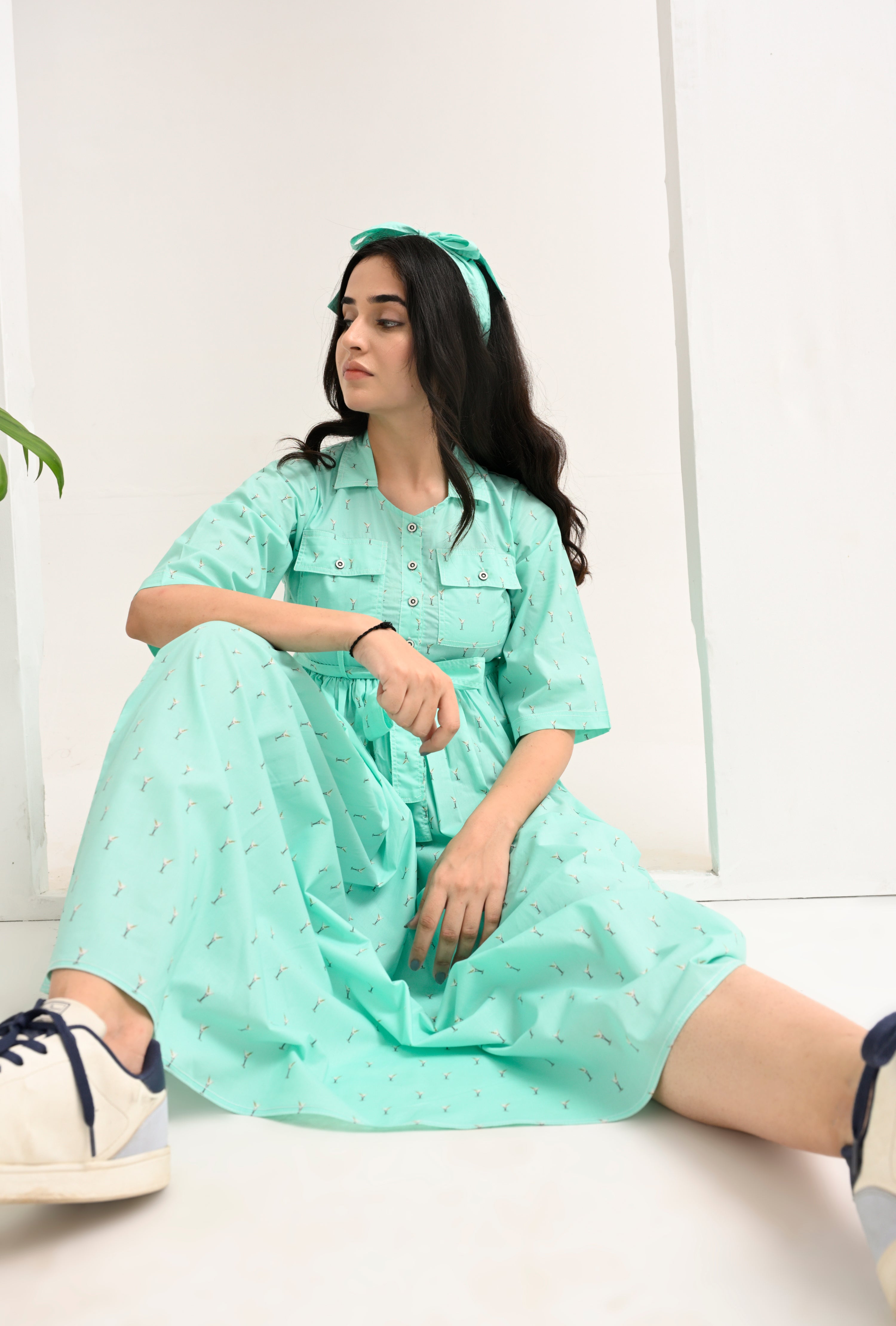 Mint Breeze: Playful Tie-Waist Dress by Reality Reality