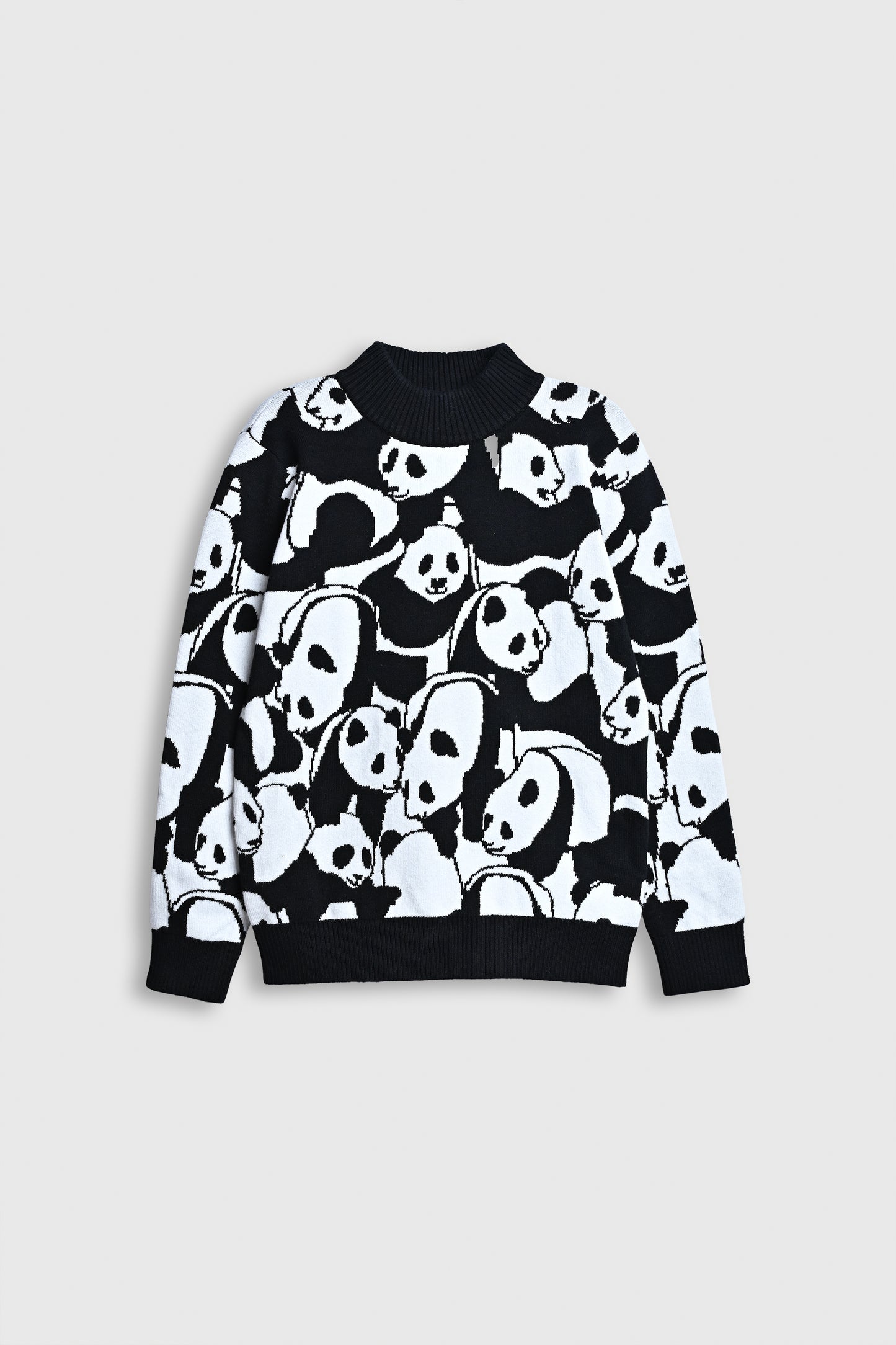 Panda Party – Black & White Knit Sweater Reality