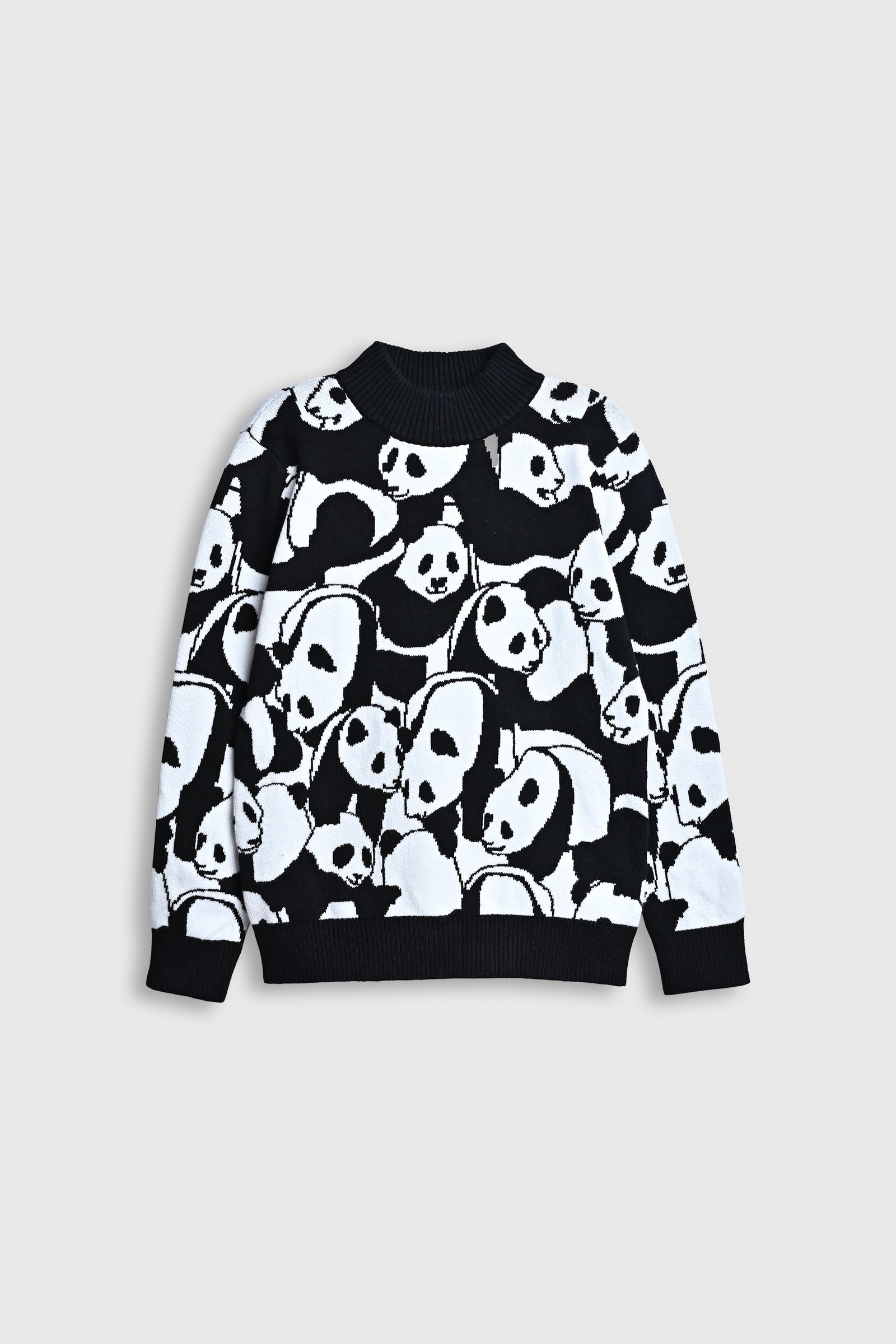 Panda Party – Black & White Knit Sweater Reality