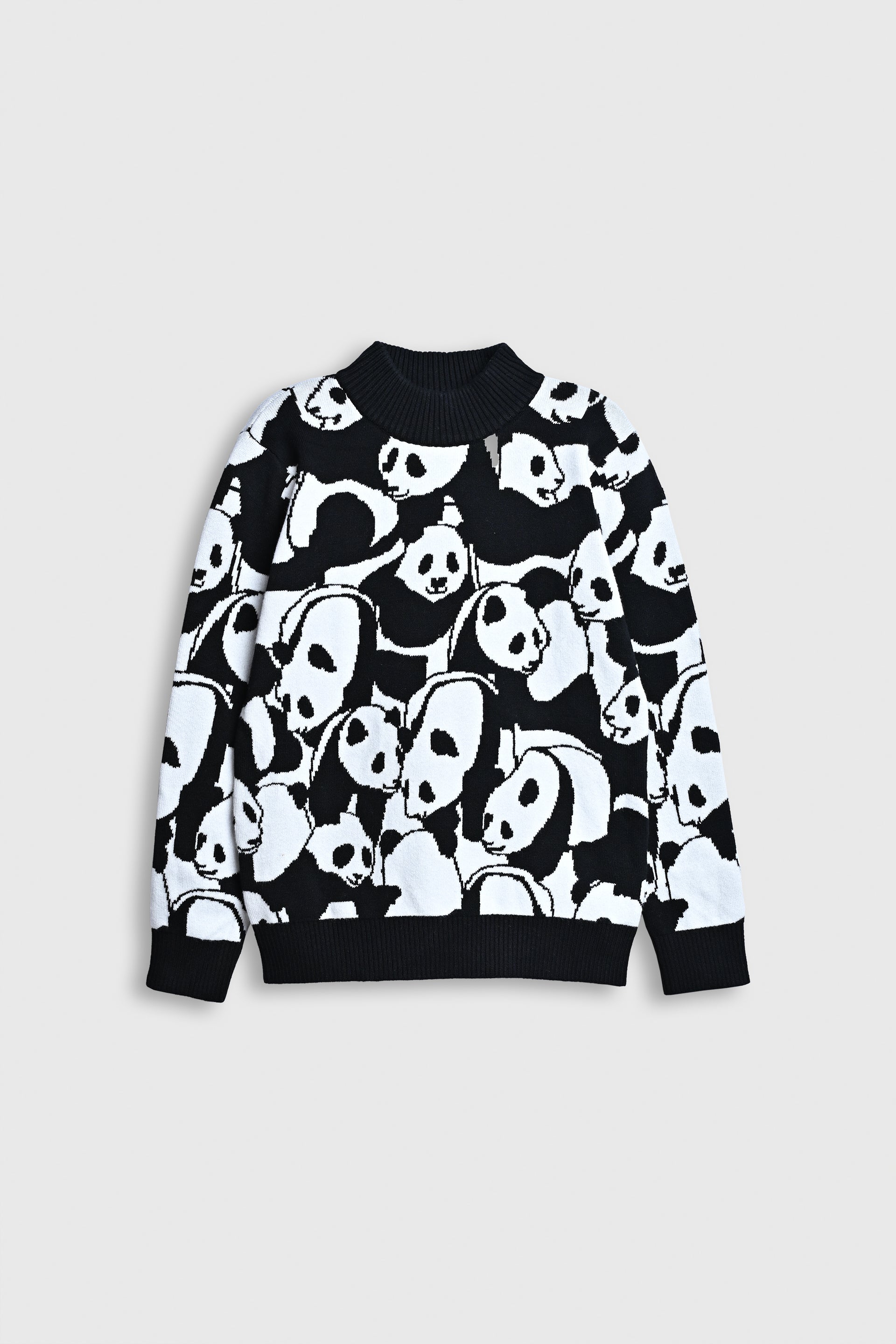 Panda Party – Black & White Knit Sweater Reality