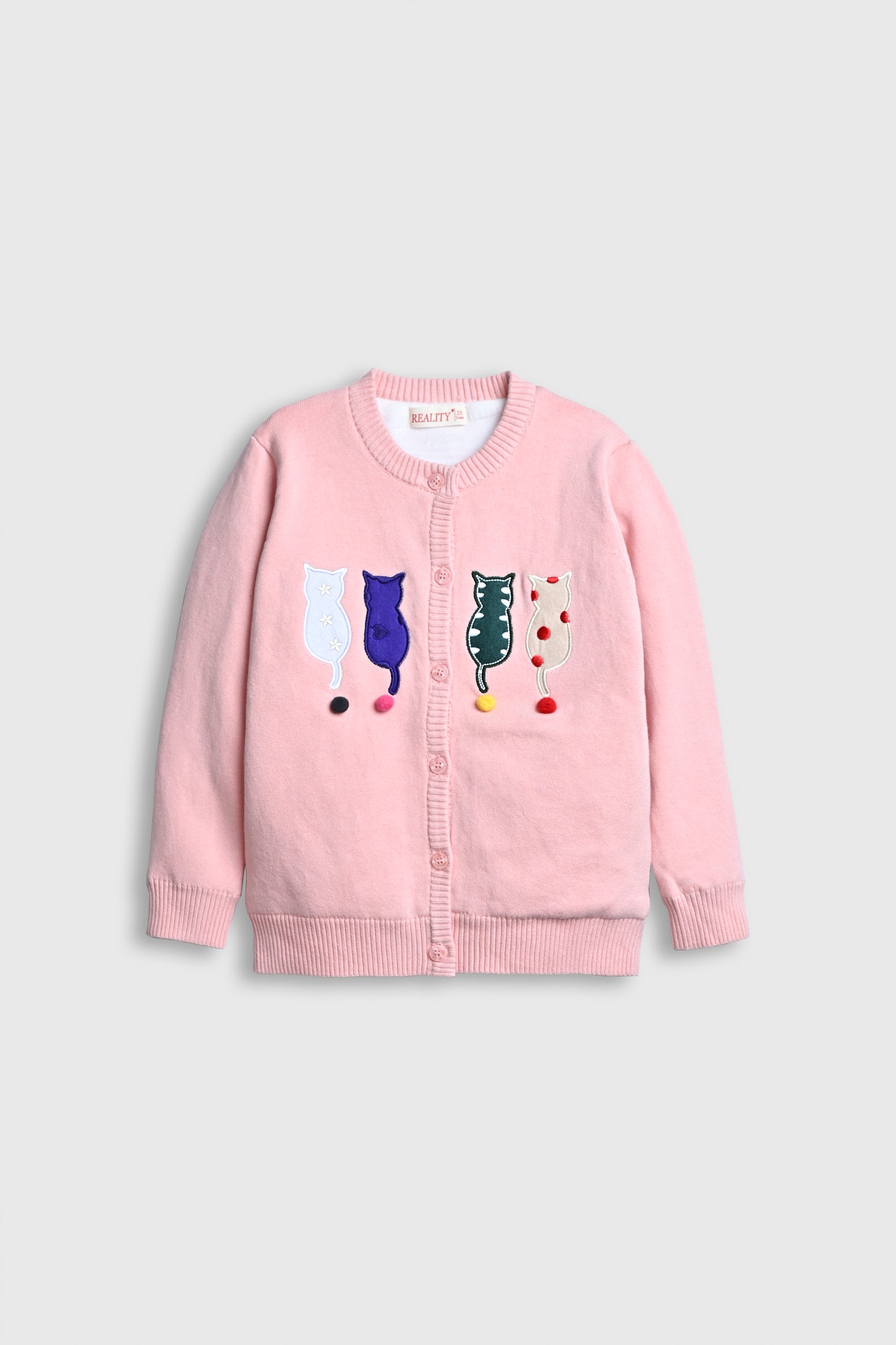 Four Cats Button-Up Cardigan – Cotton Candy Pink Reality