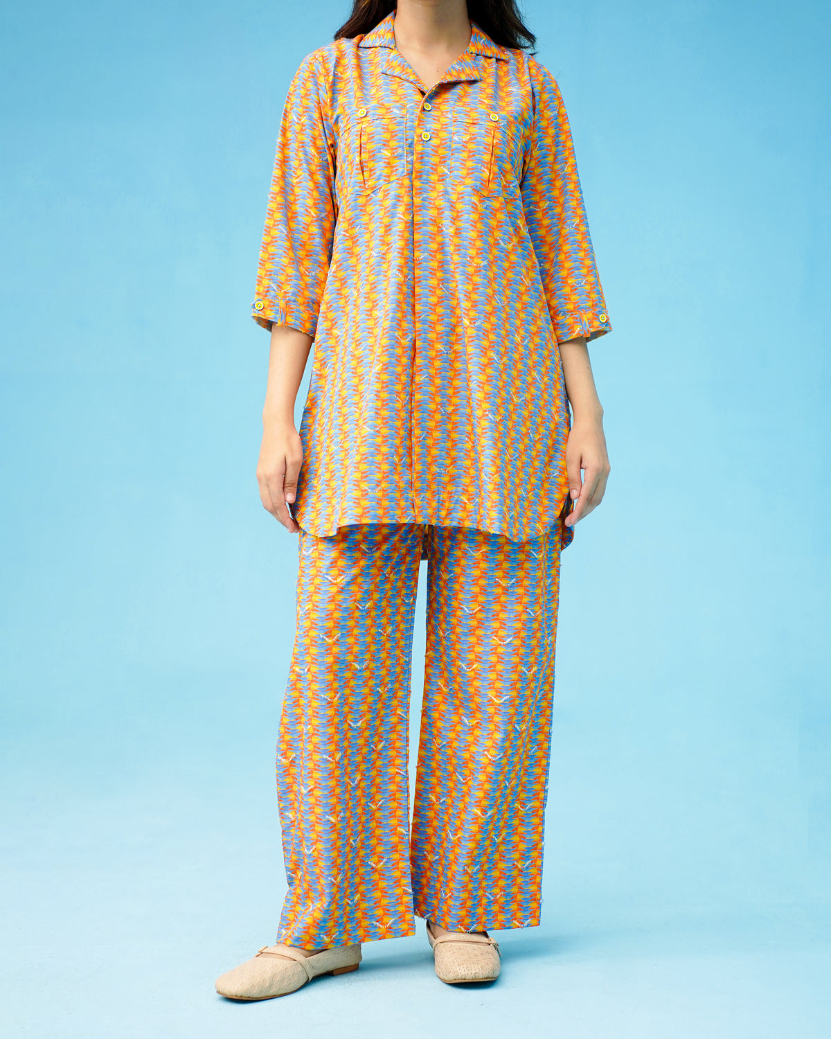PRINTED ORANGE CO-ORD SET