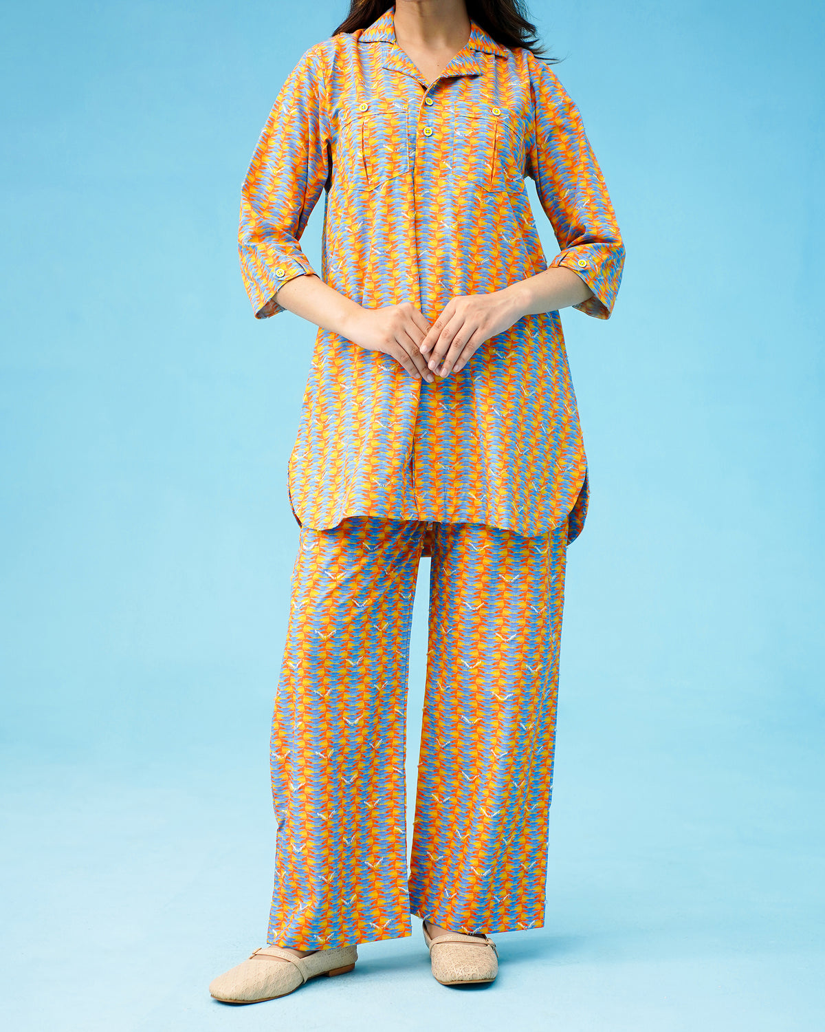 PRINTED ORANGE CO-ORD SET Reality