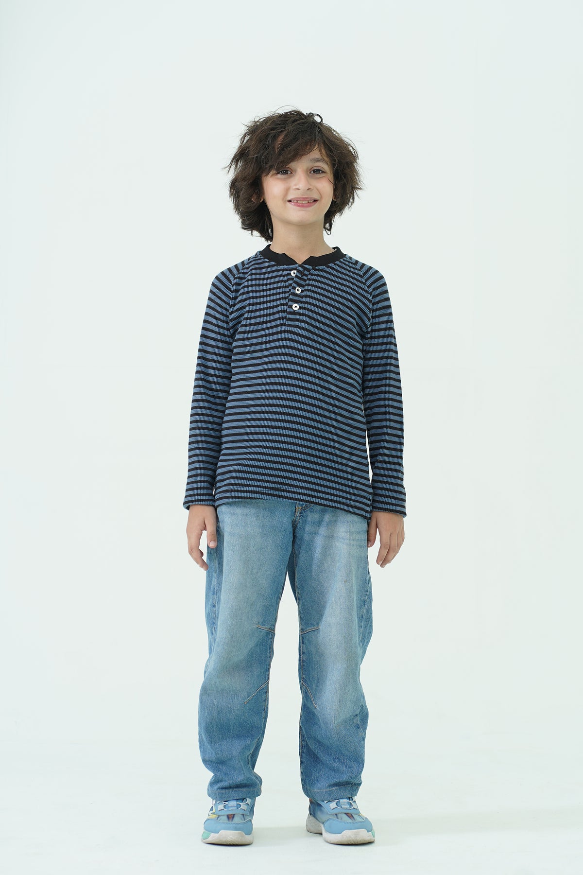 Henley Neck Waffle Tee - Navy Reality