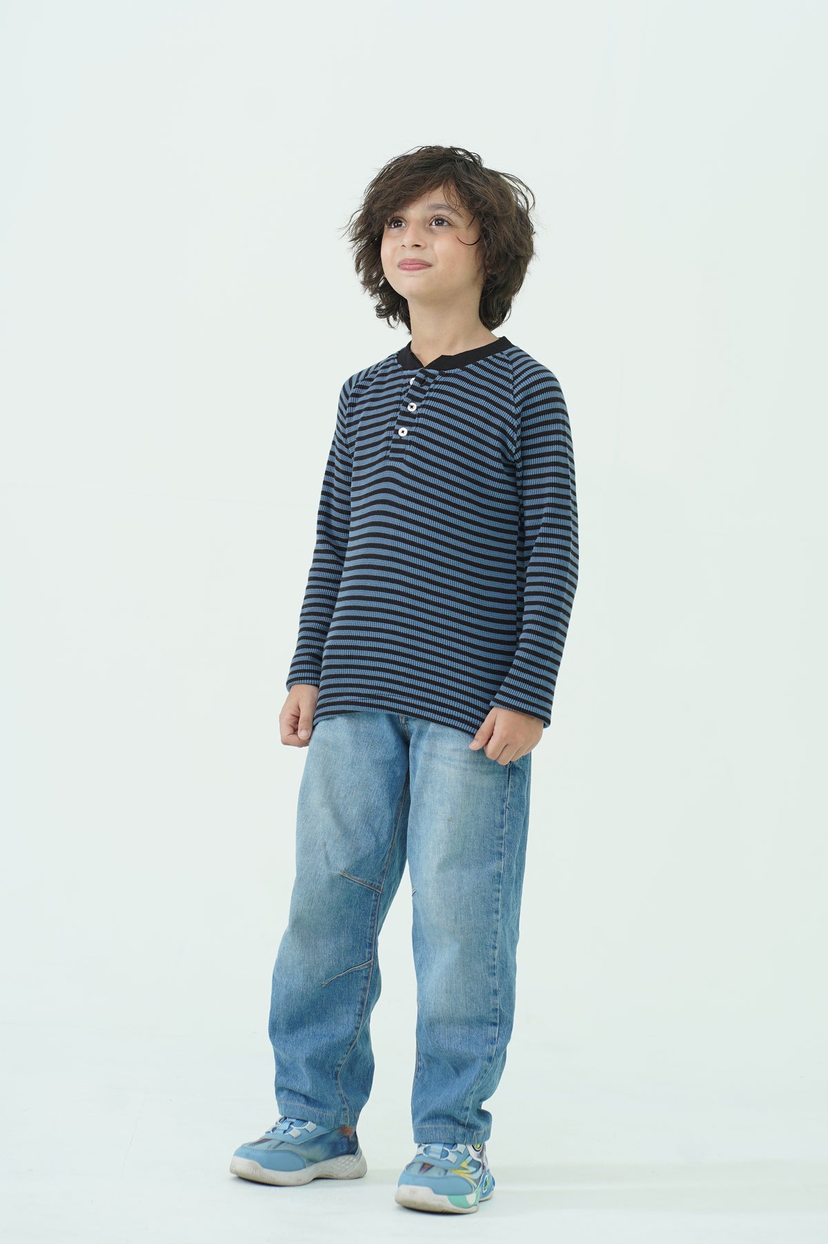 Henley Neck Waffle Tee - Navy Reality