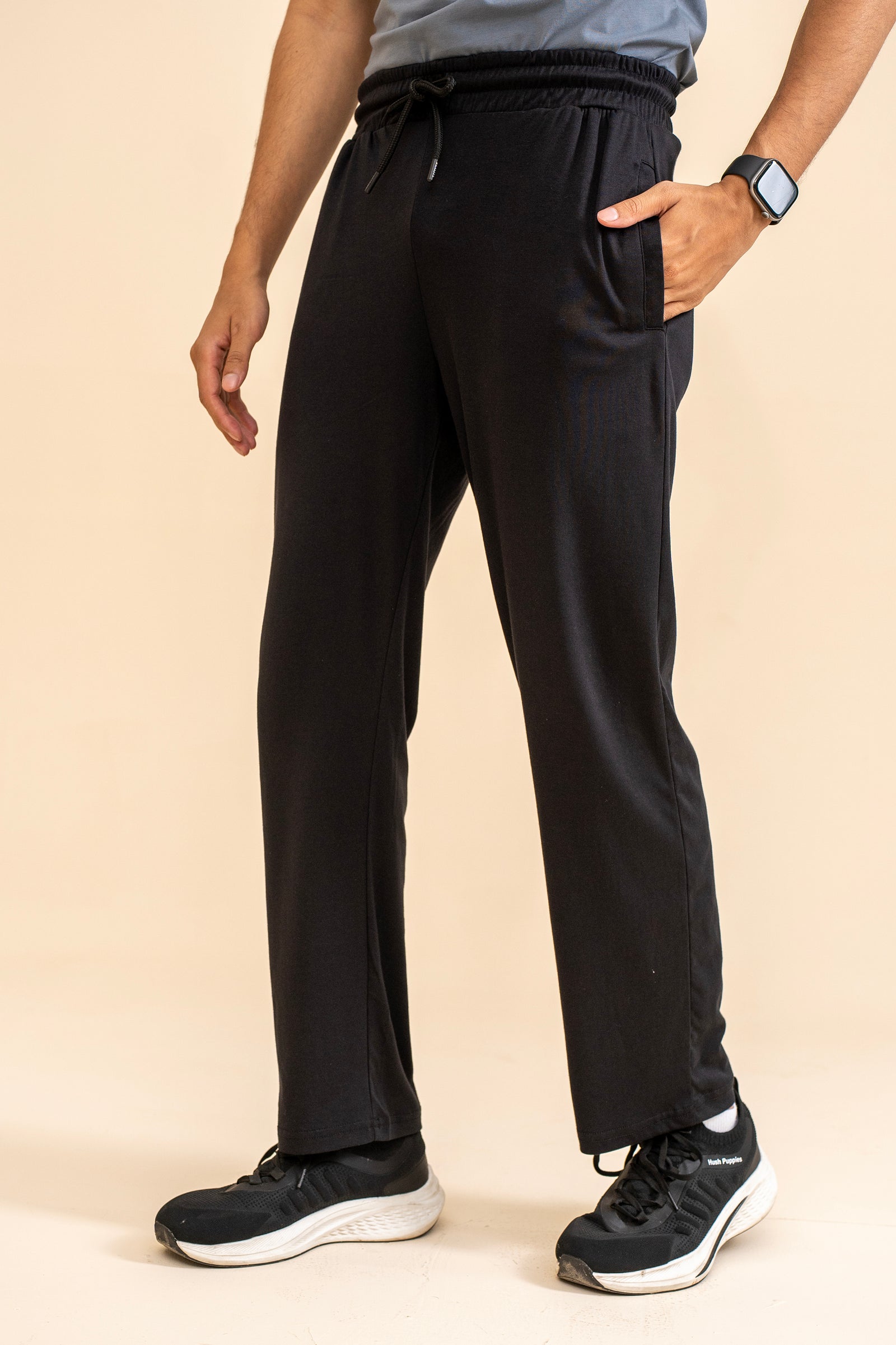 BLACK INTERLOCK KNITTED TROUSER Reality