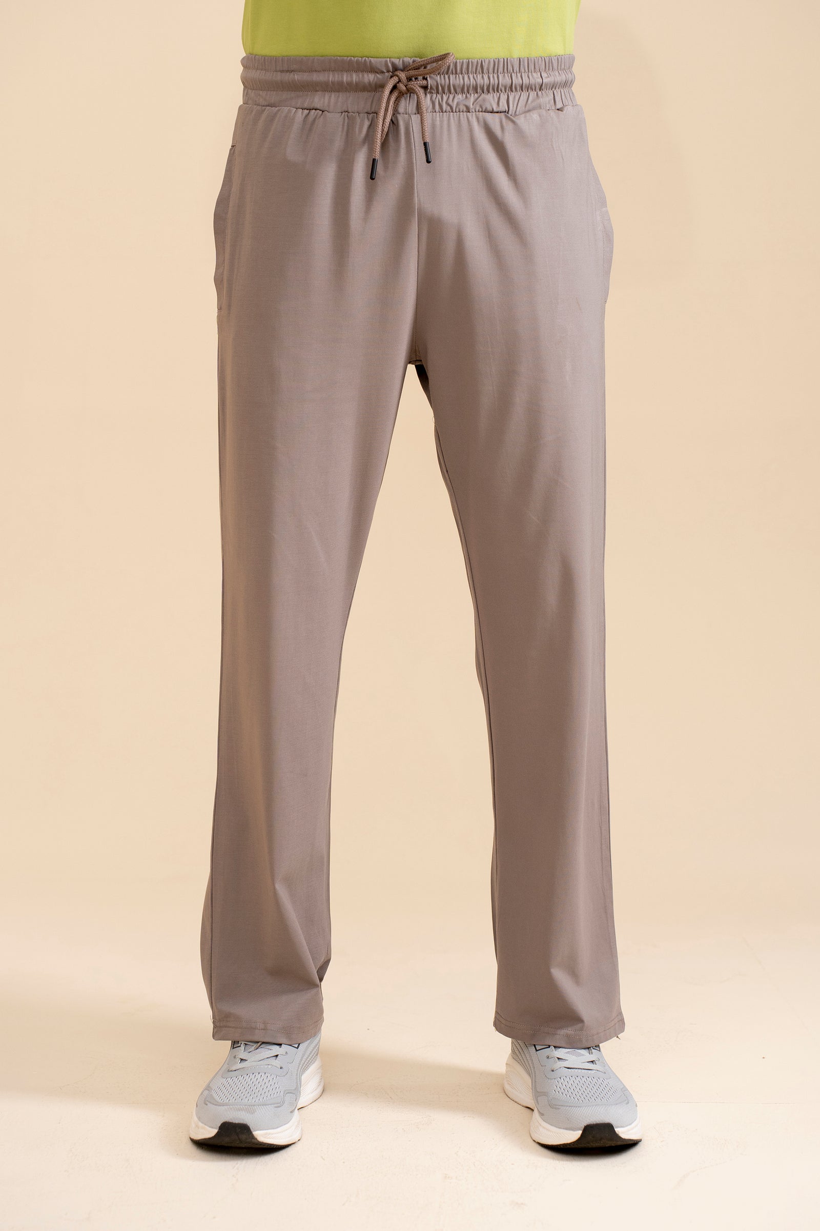 LIGHT BROWN INTERLOCK KNITTED TROUSER Reality