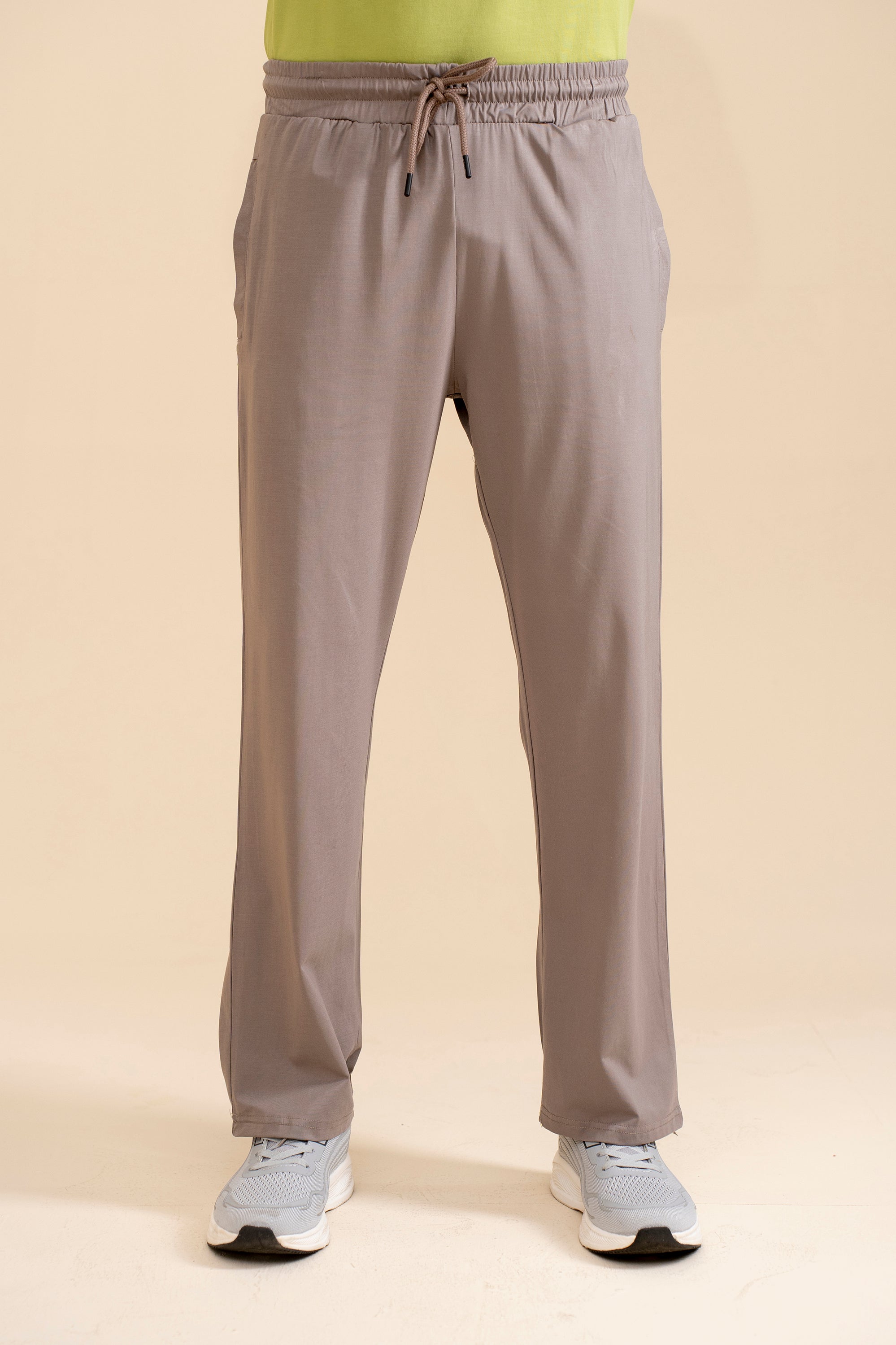 LIGHT BROWN INTERLOCK KNITTED TROUSER Reality