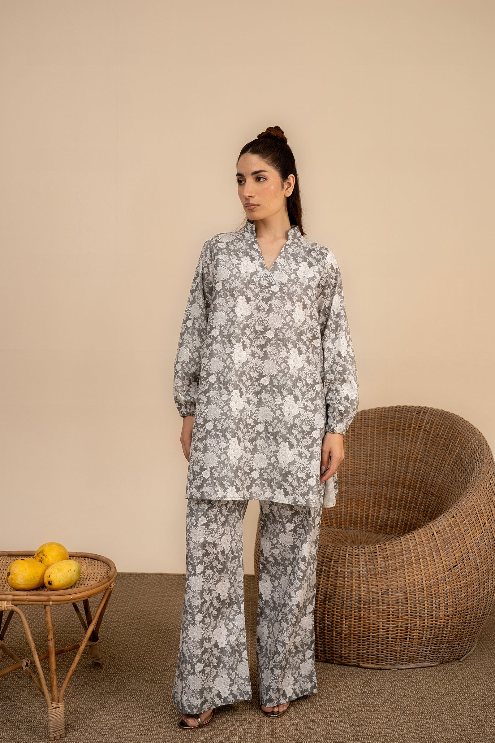 GRAY FLORAL FROCK Reality