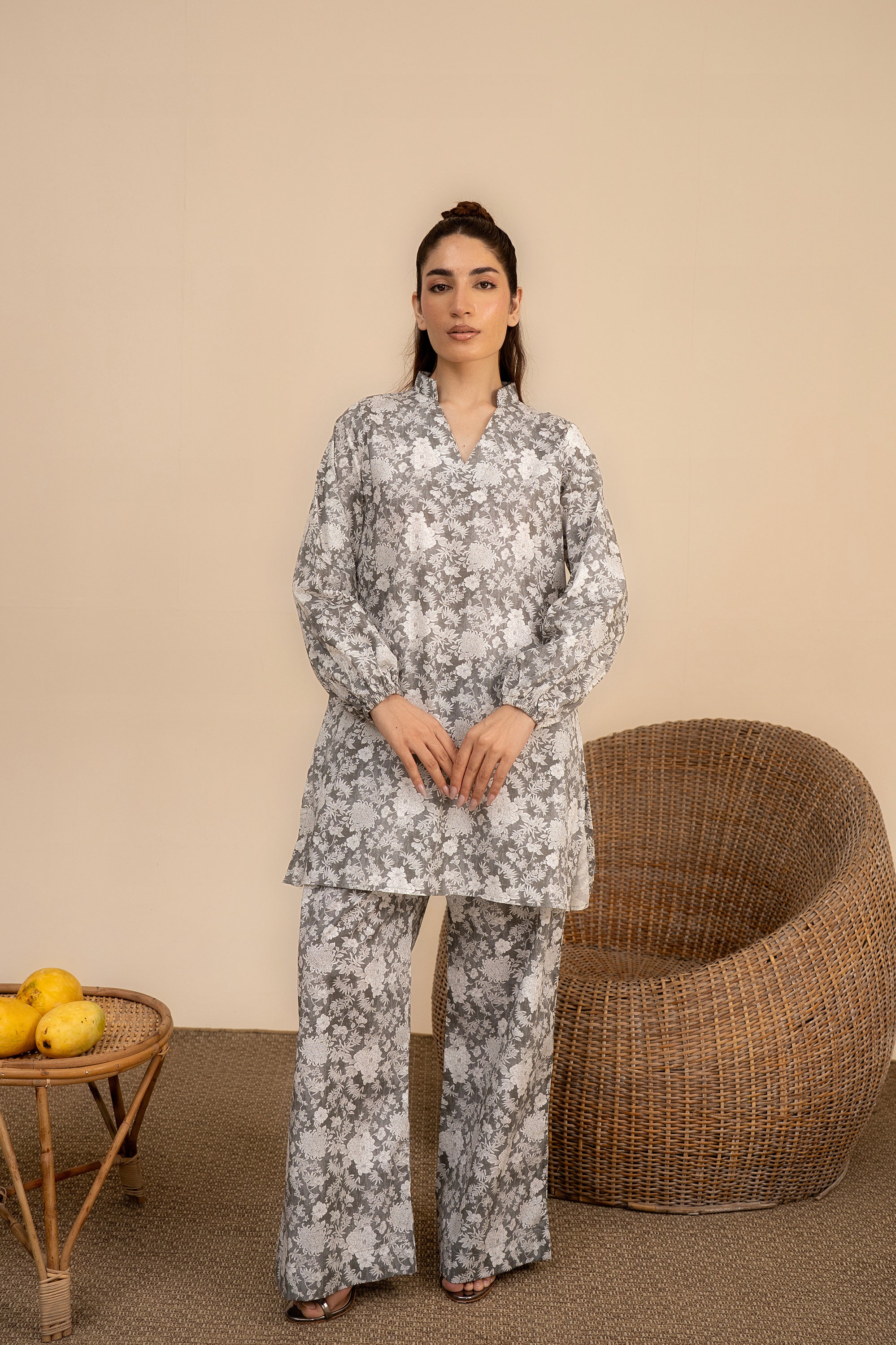 GRAY FLORAL FROCK Reality