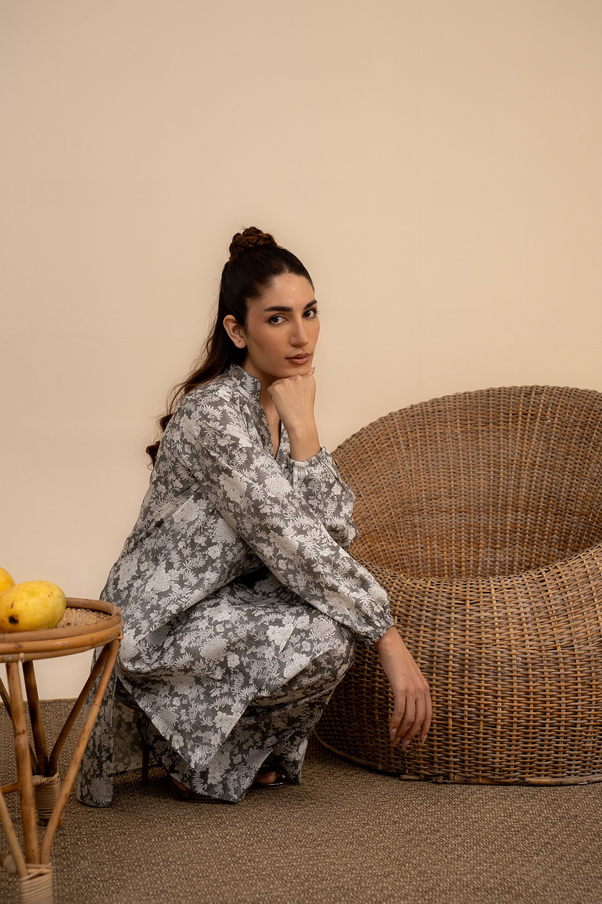GRAY FLORAL FROCK Reality