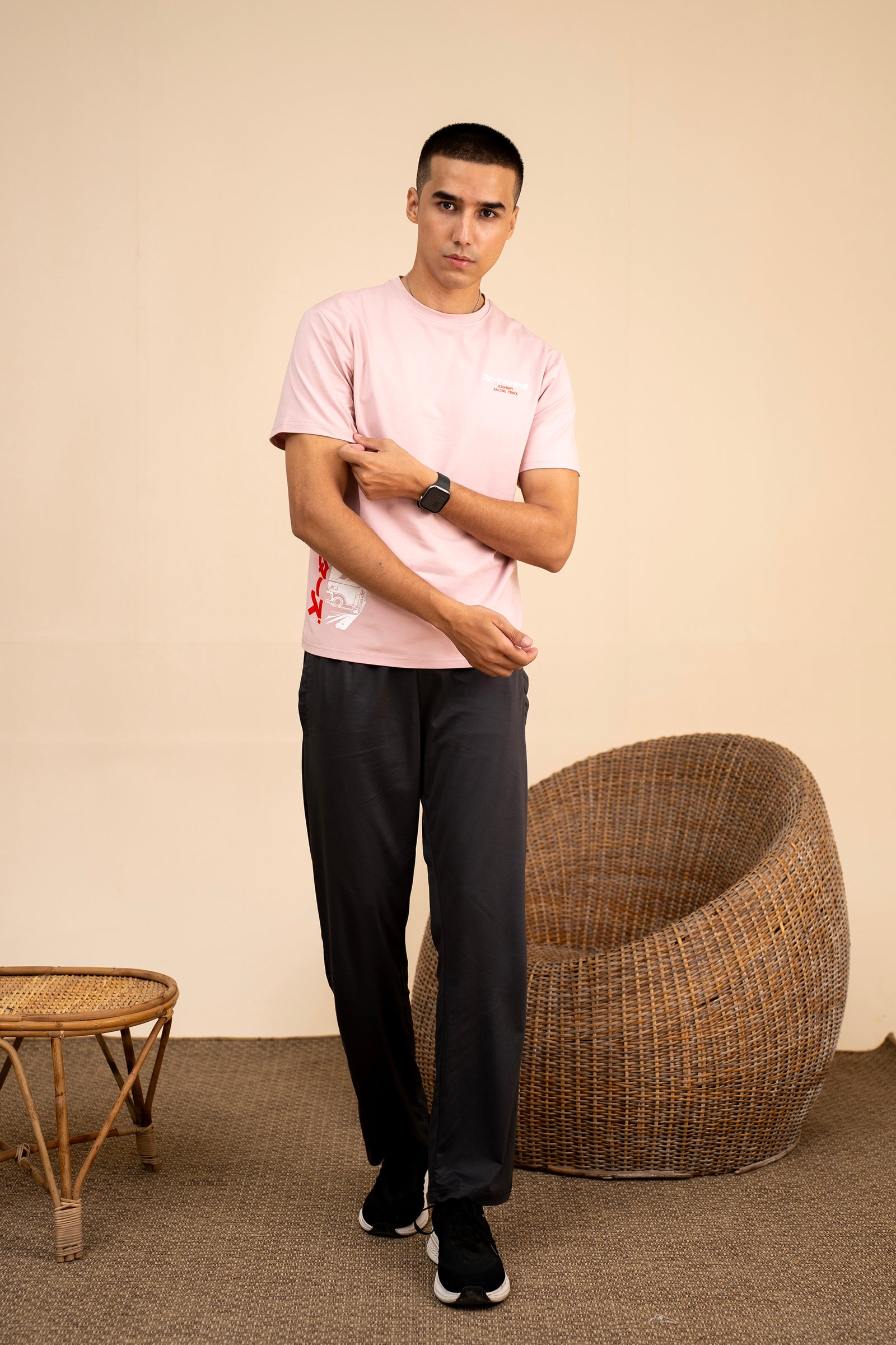 PINK LYCRA JERSEY MOTO GRAPHIC TEE Reality
