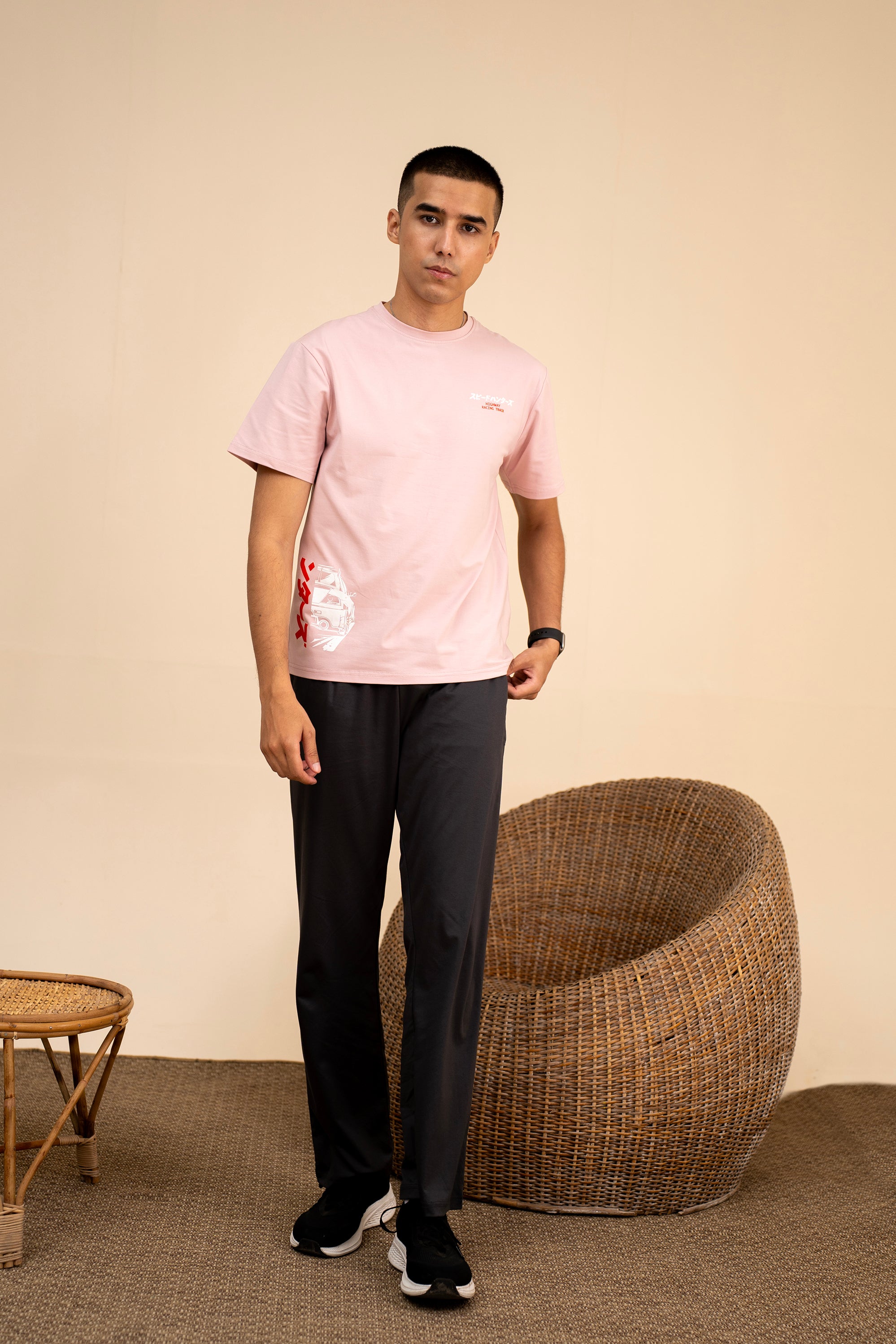 PINK LYCRA JERSEY MOTO GRAPHIC TEE Reality