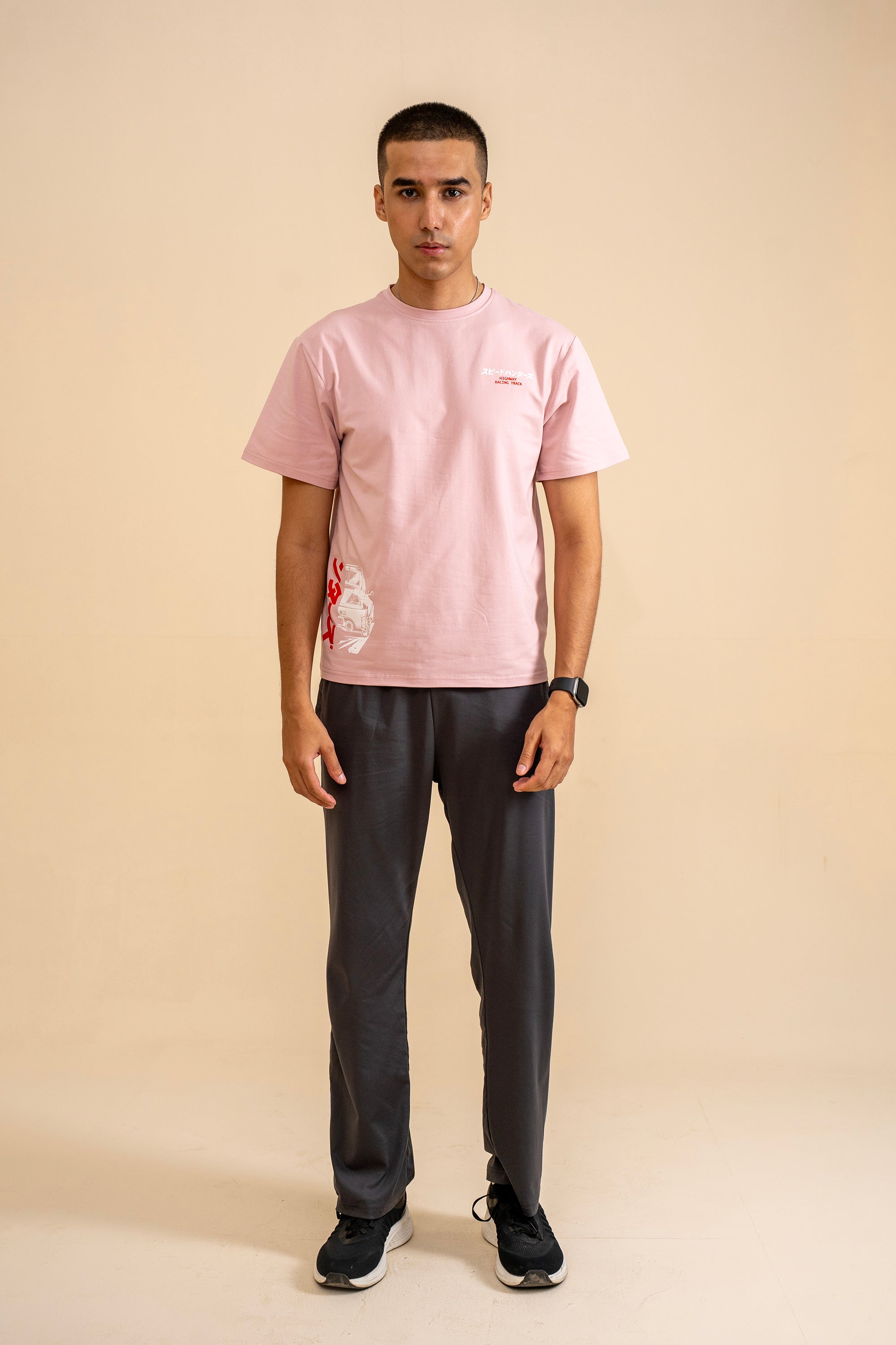 PINK LYCRA JERSEY MOTO GRAPHIC TEE Reality
