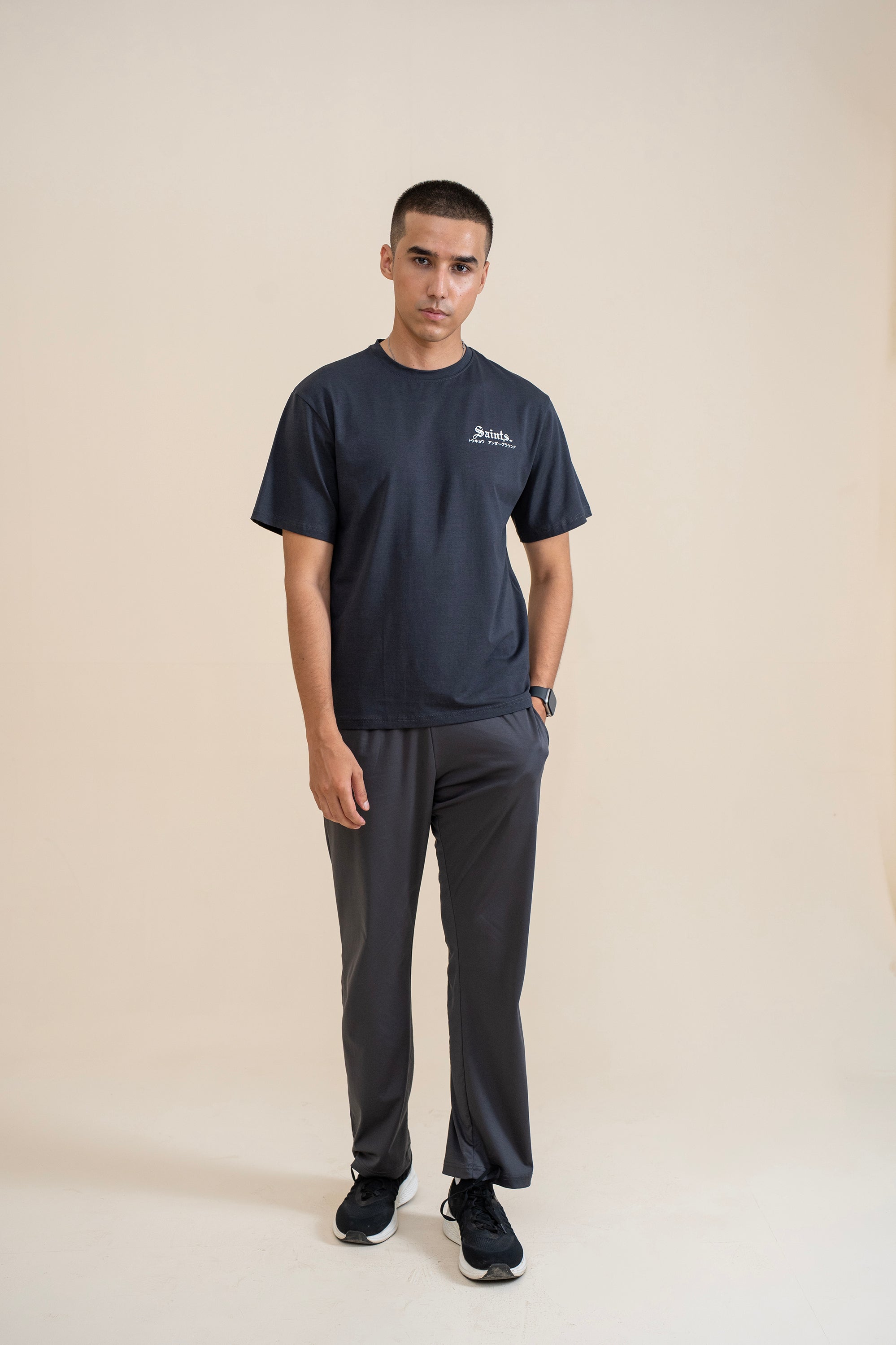 CHARCOAL LYCRA JERSEY TEE Reality