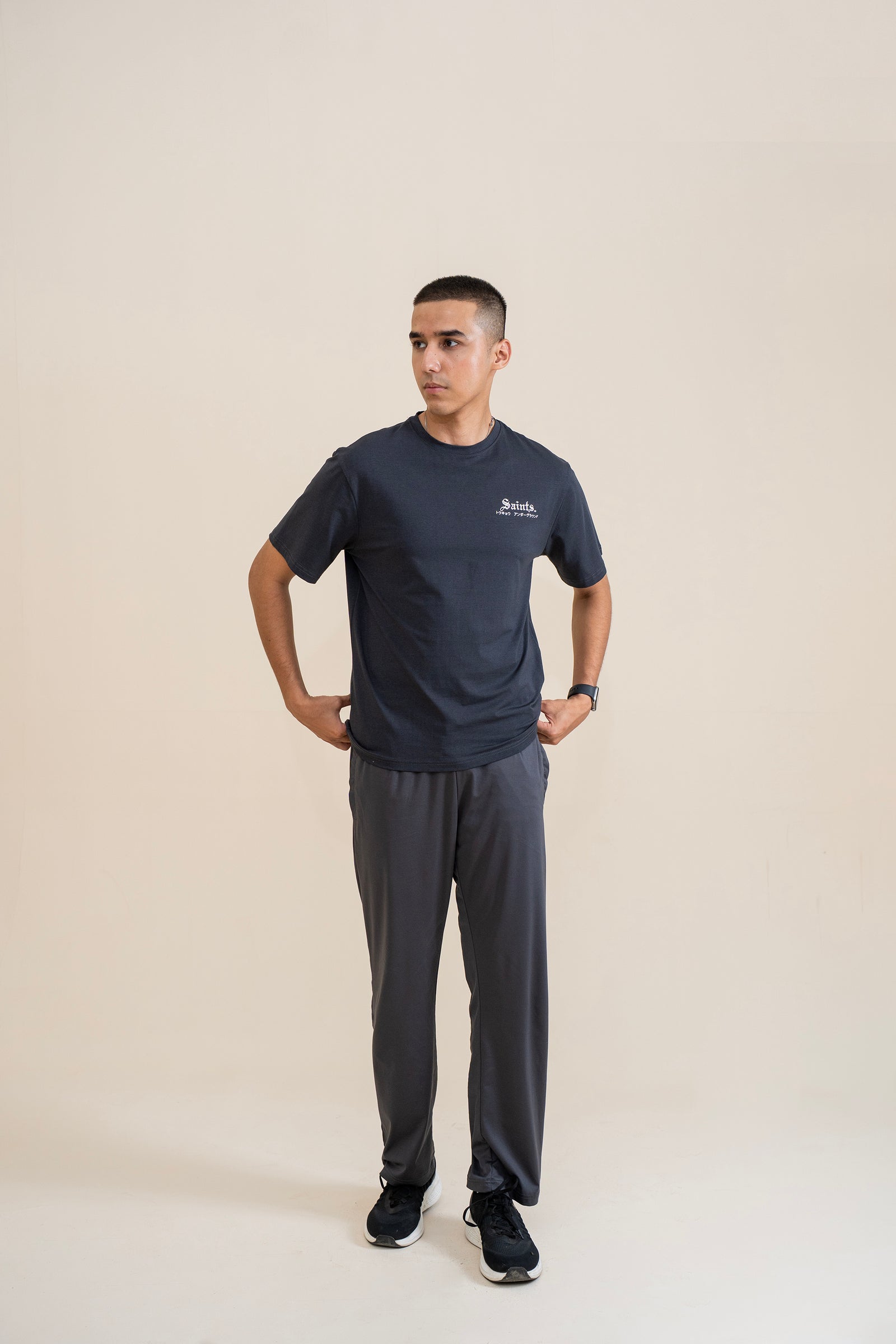 CHARCOAL LYCRA JERSEY TEE Reality