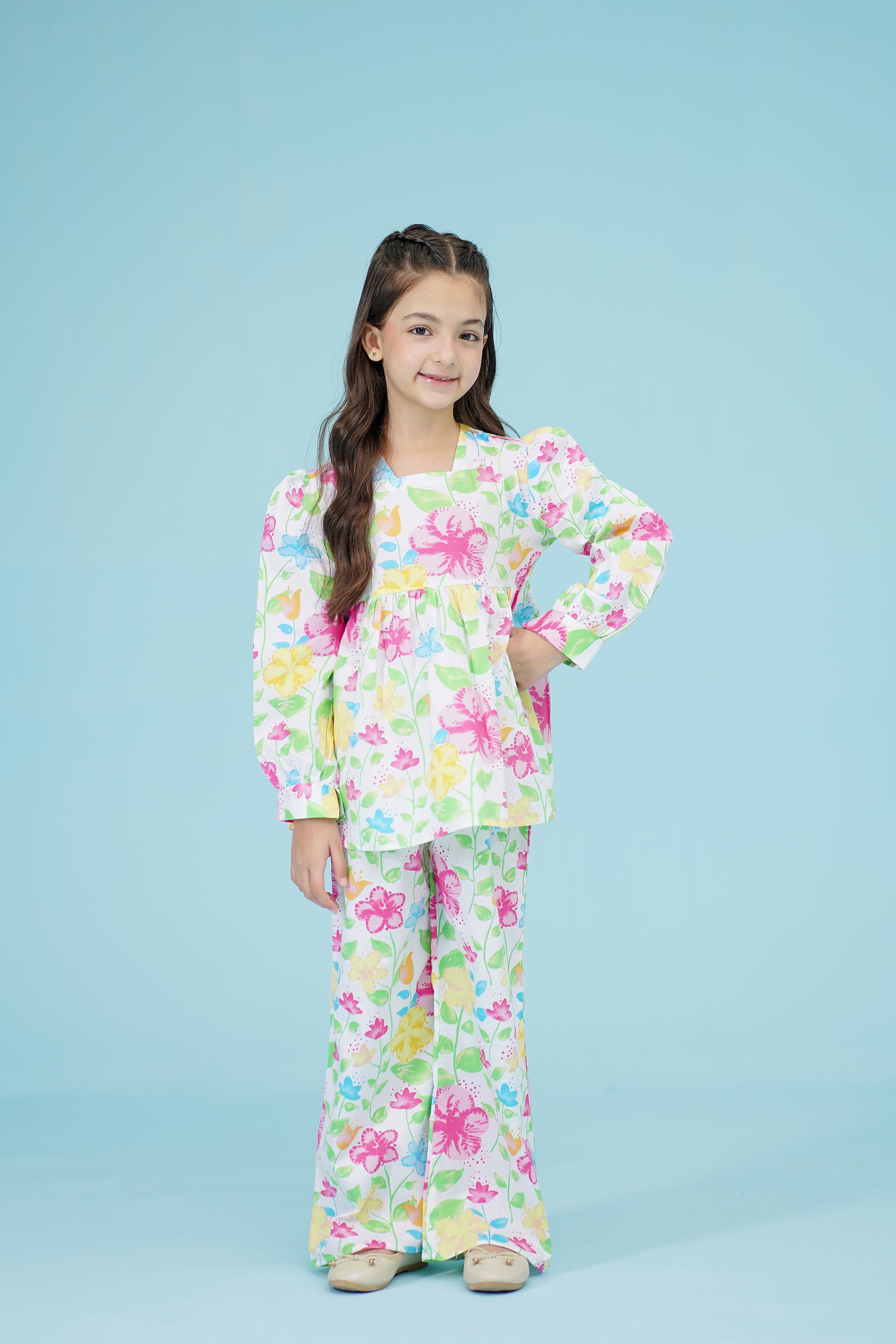 FLORAL PRINTED WHITE CO-ORD SET