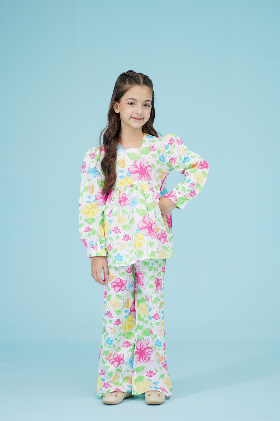 FLORAL PRINTED WHITE CO-ORD SET