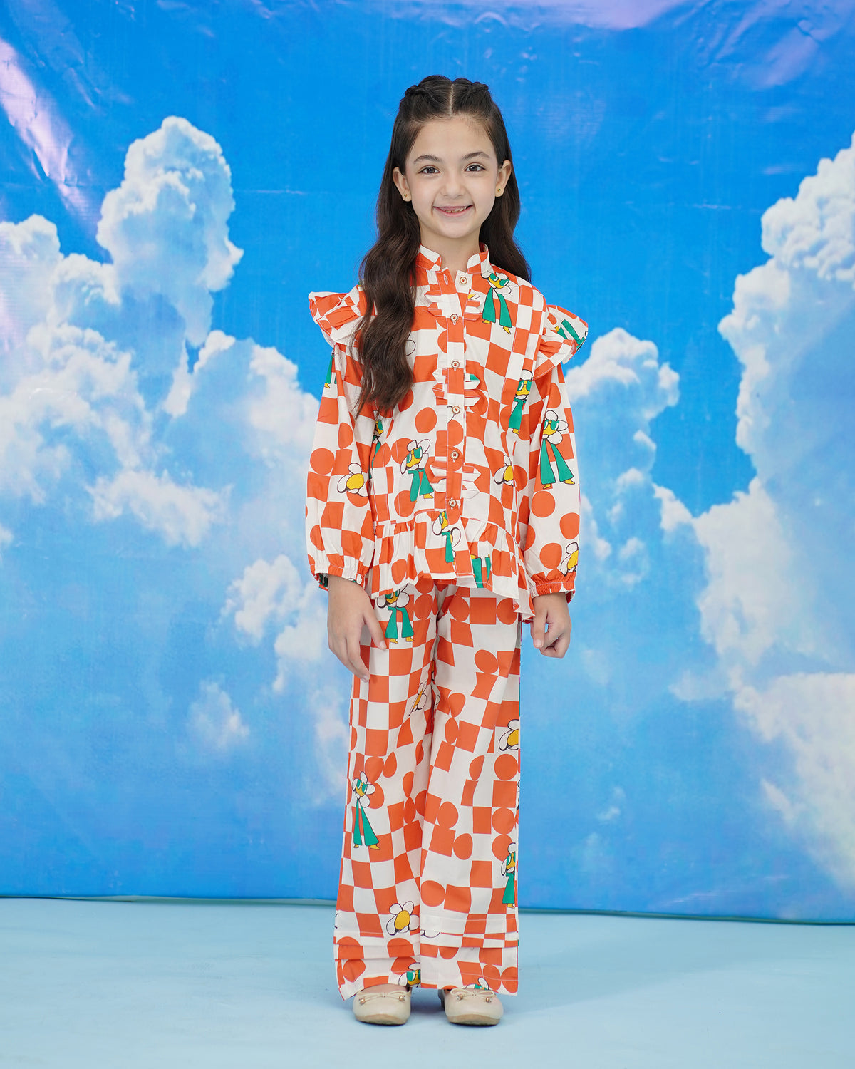 CHECK orange CO-ORD SET