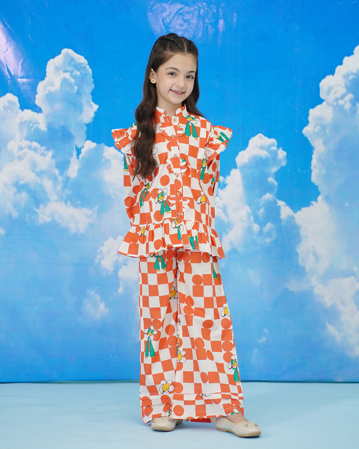 CHECK orange CO-ORD SET