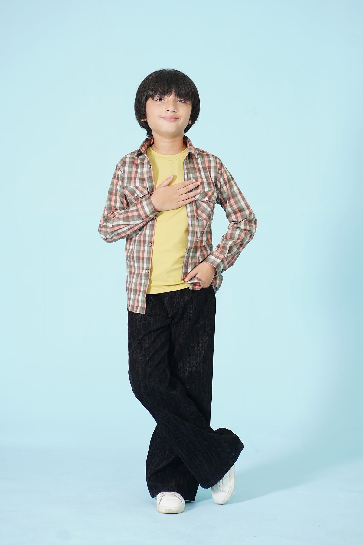 CHECKERD OLIVE SHIRT
