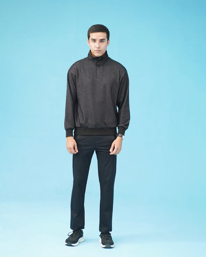 HALF ZIP BLACK MOCK NECK