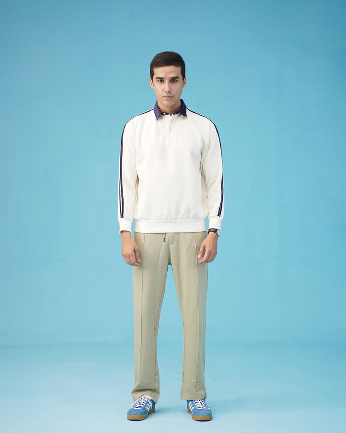 CONTRAST COLLAR JUMPER WHITE