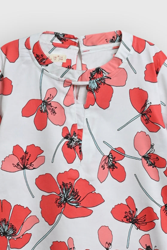 RED ETHNIC POP CO-ORD SET