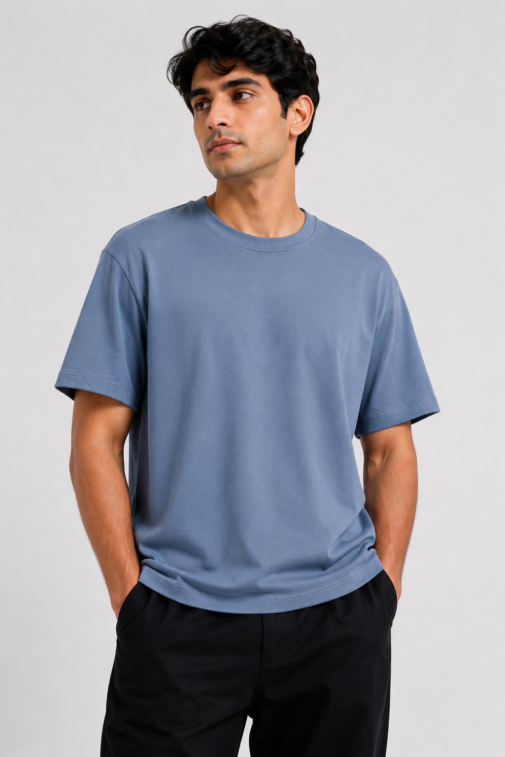 MEN DARK GREY DOWN SHOULDER T-SHIRT Reality