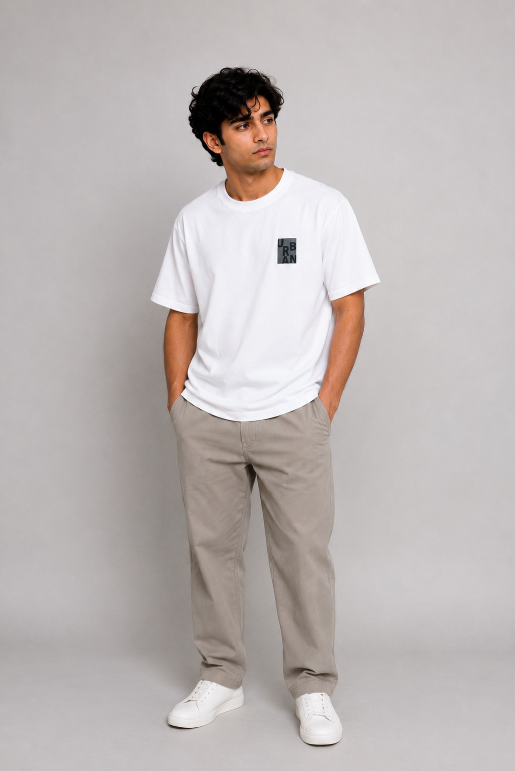 MEN WHITE DOWN SHOULDER T-SHIRT Reality