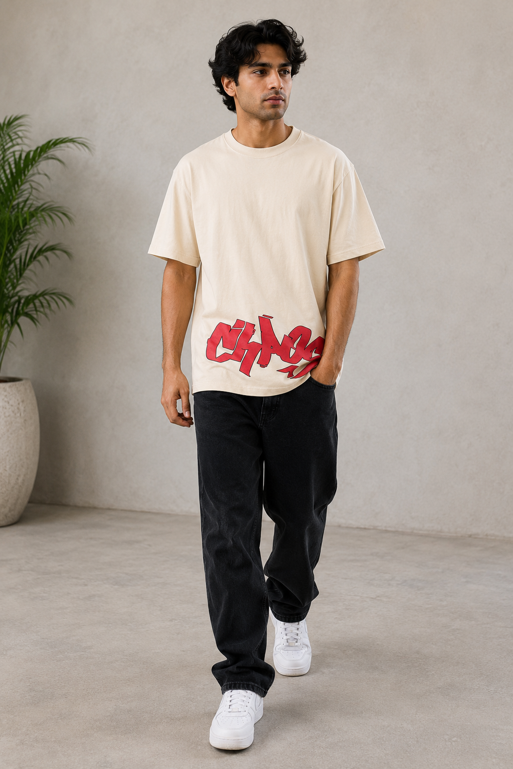 MEN OFF WHITE PRINTED T-SHIRT Reality