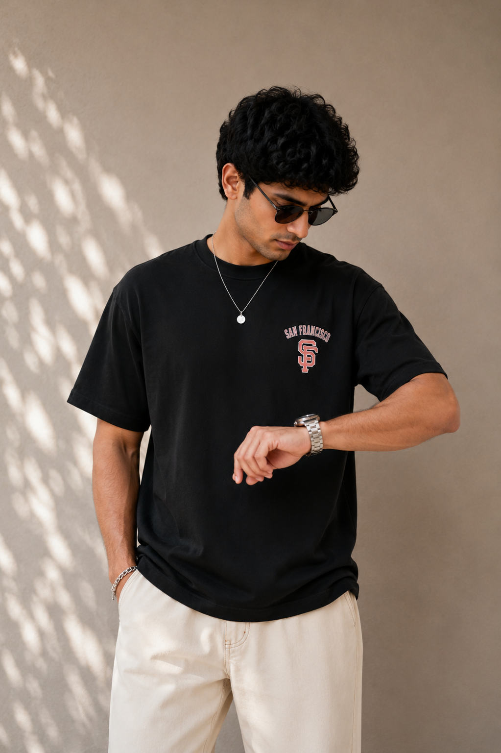 BLACK DOWN SHOULDER T-SHIRT Reality