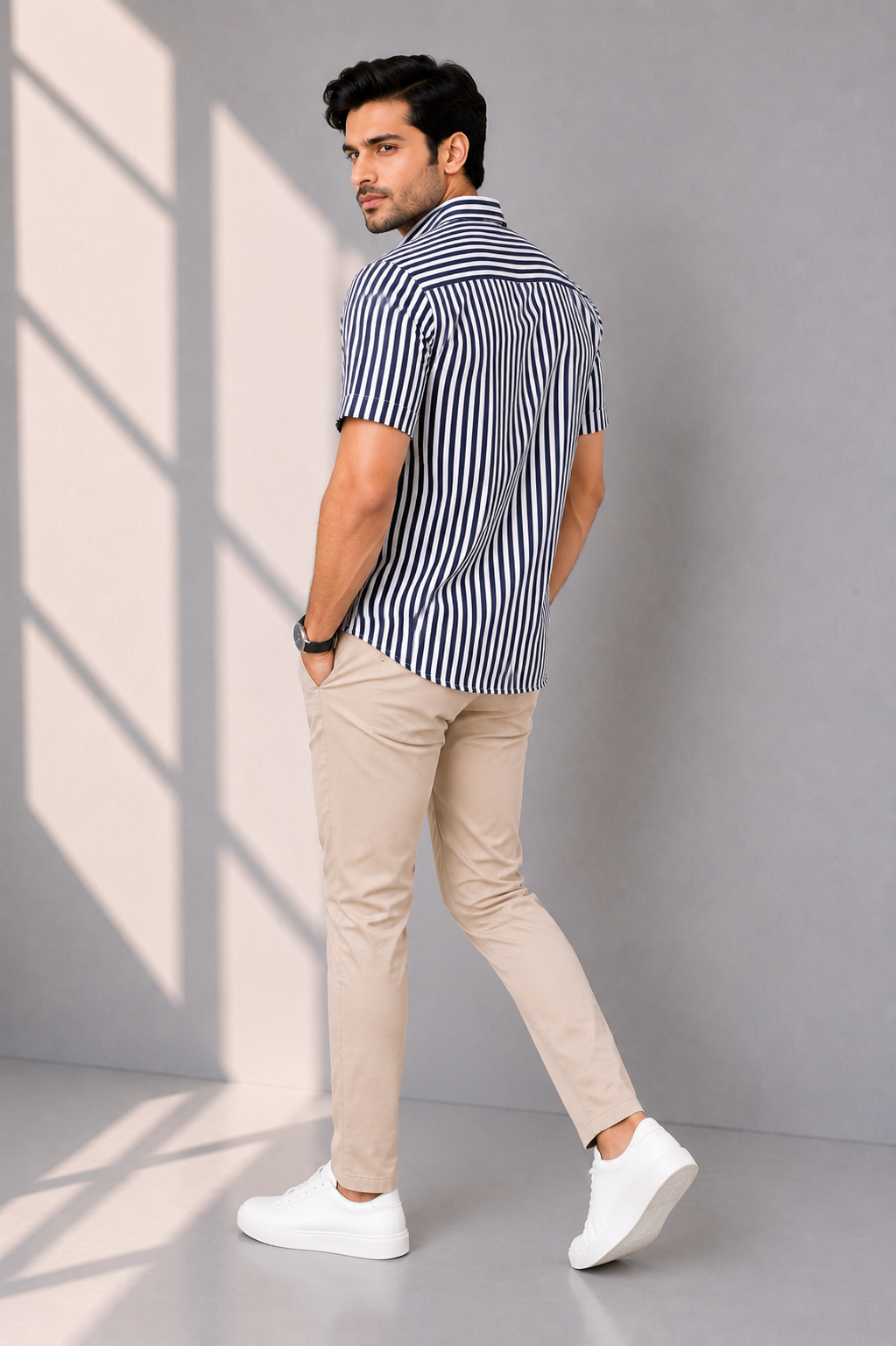 MEN CASUAL LIGHT NAVY SHIRT Reality