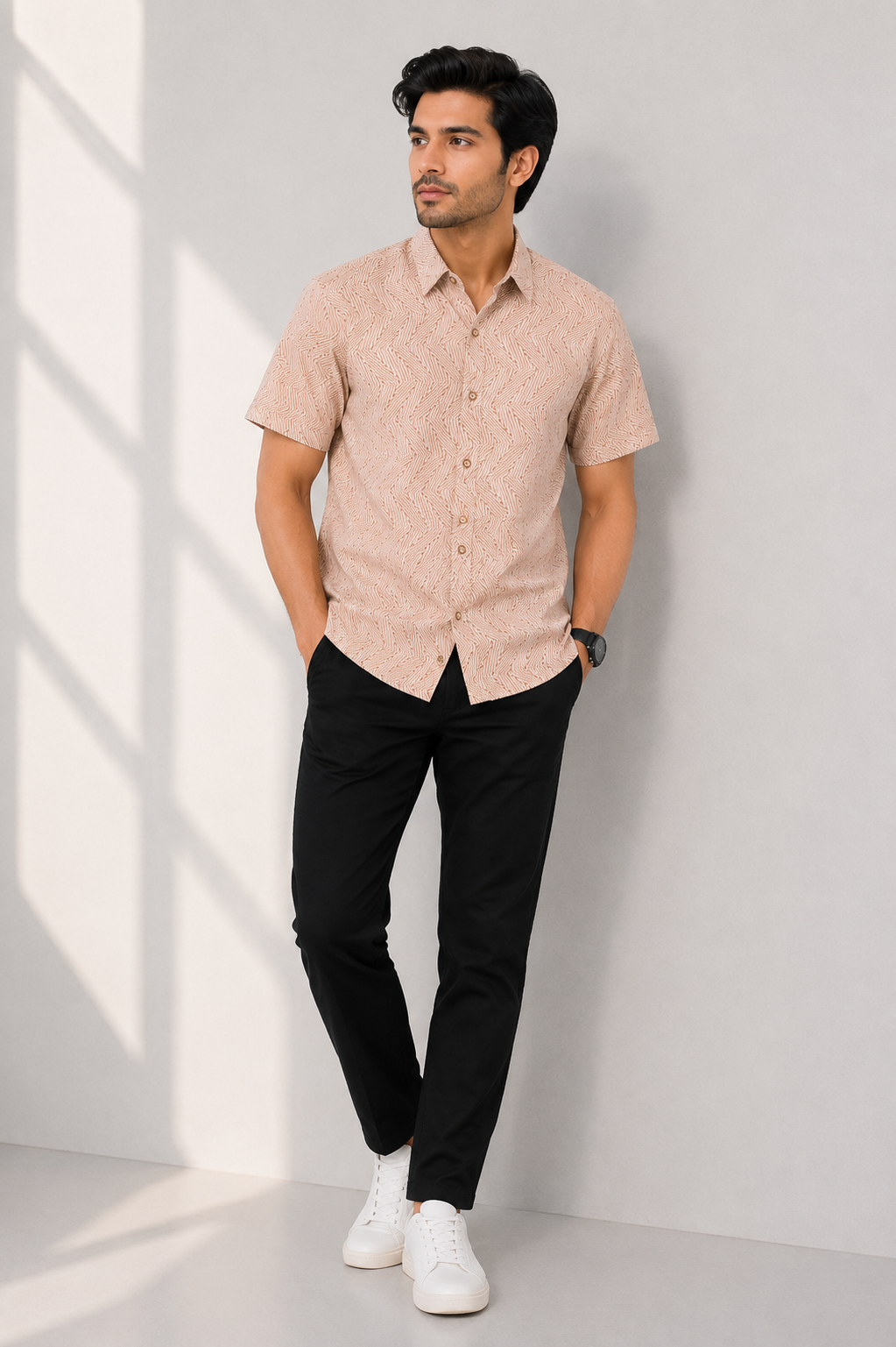MEN CASUAL BROWN SHIRT