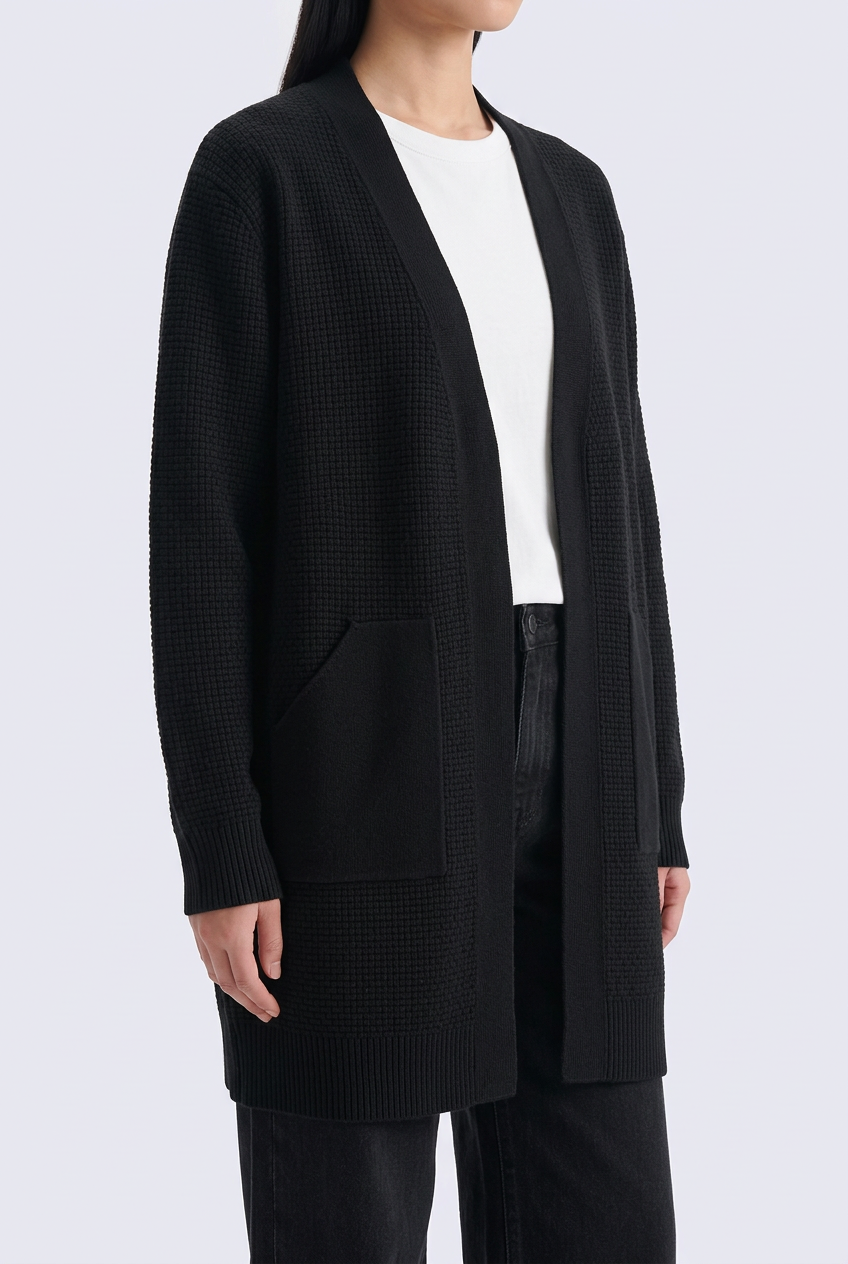 Black cardigan close-up