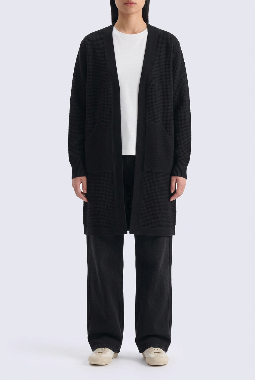 Black cardigan front pose