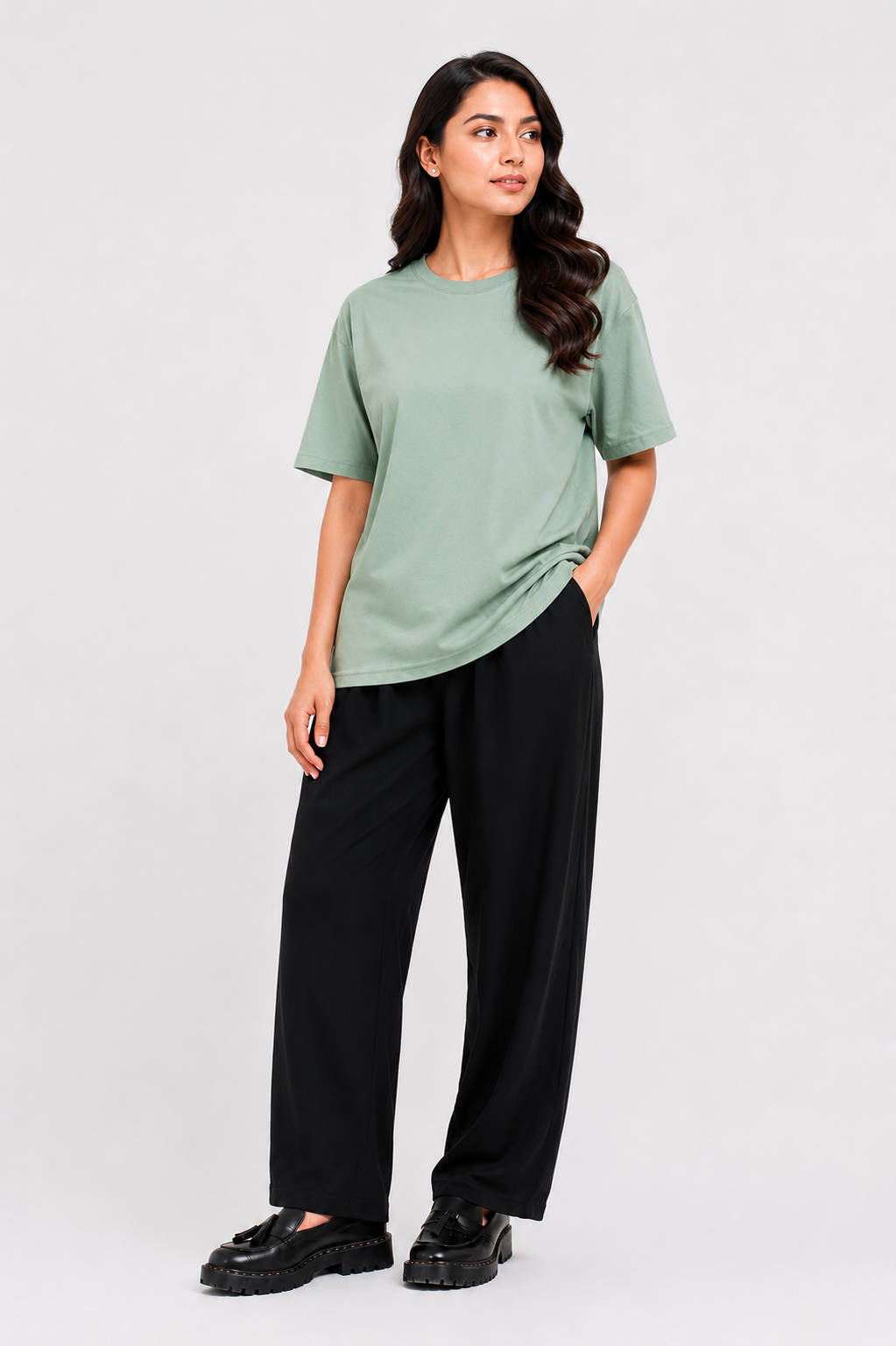 LADIES DOWN SHOULDER OLIVE T-SHIRT Reality
