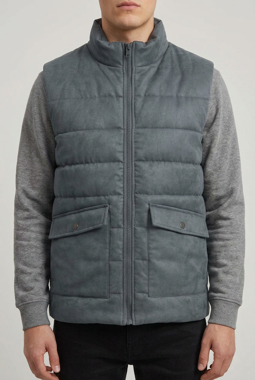 CHARCOAL SLEEVELESS JACKET Reality