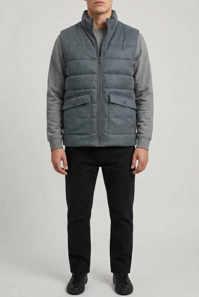 CHARCOAL SLEEVELESS JACKET Reality