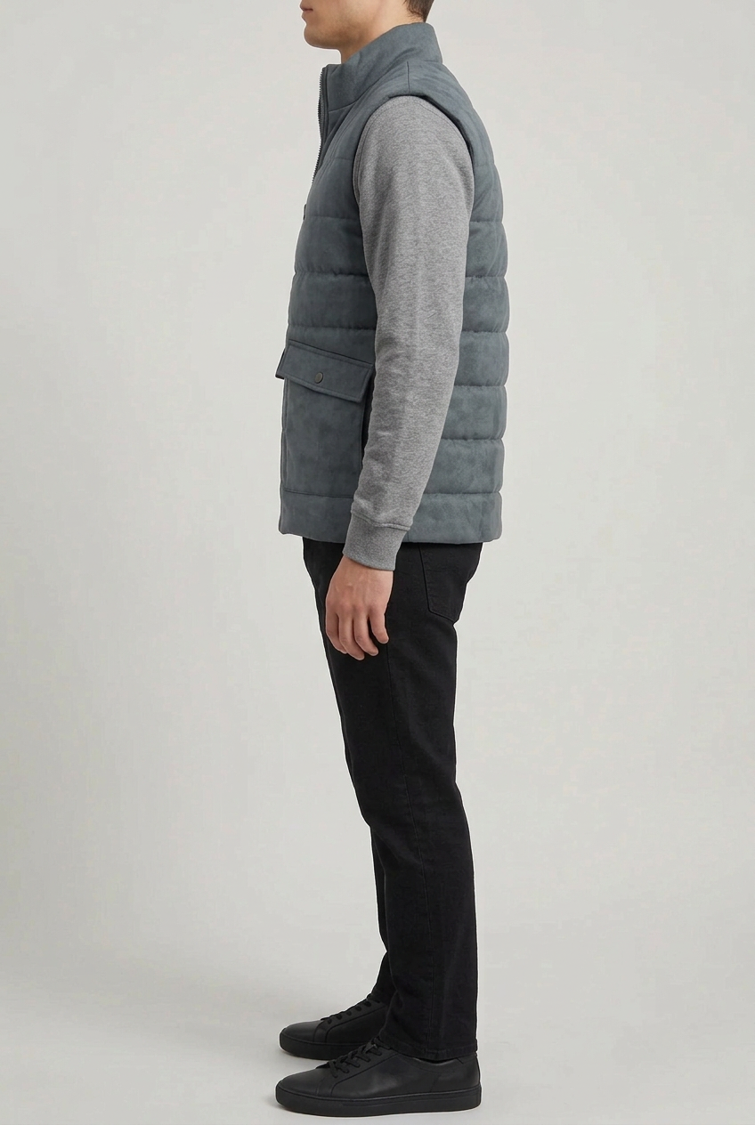 CHARCOAL SLEEVELESS JACKET Reality