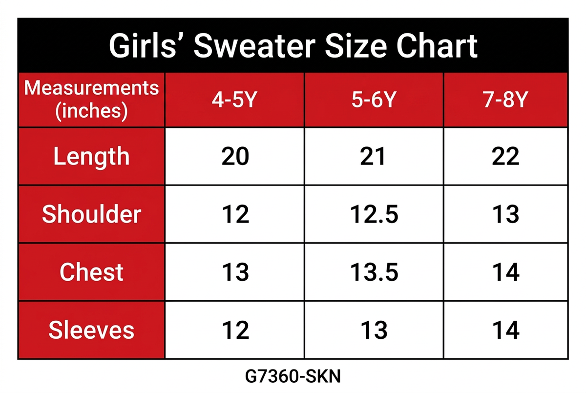 Corrected G7360-SKN Size Chart