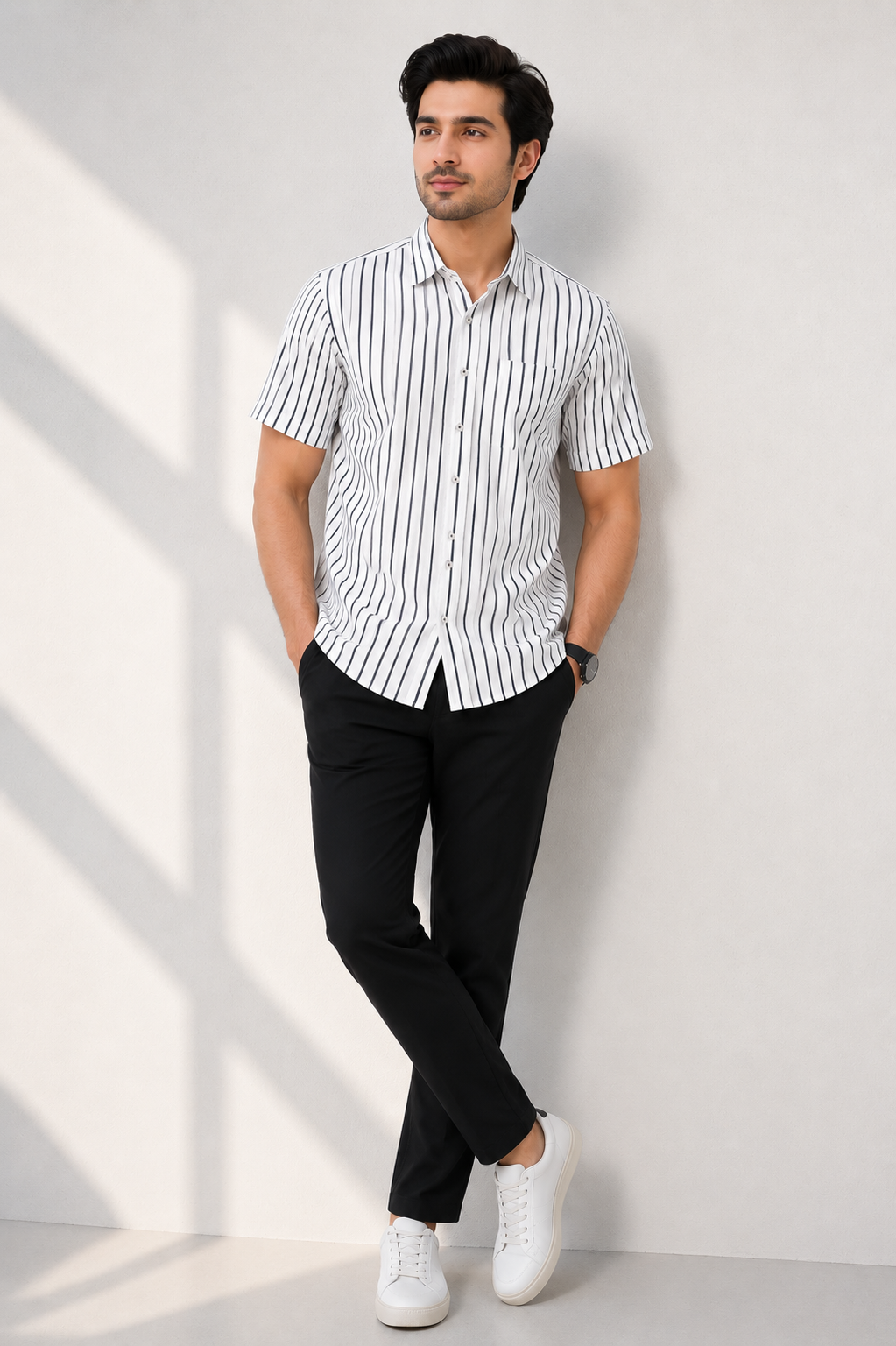MEN CASUAL BLACK LINE SHIRT Reality