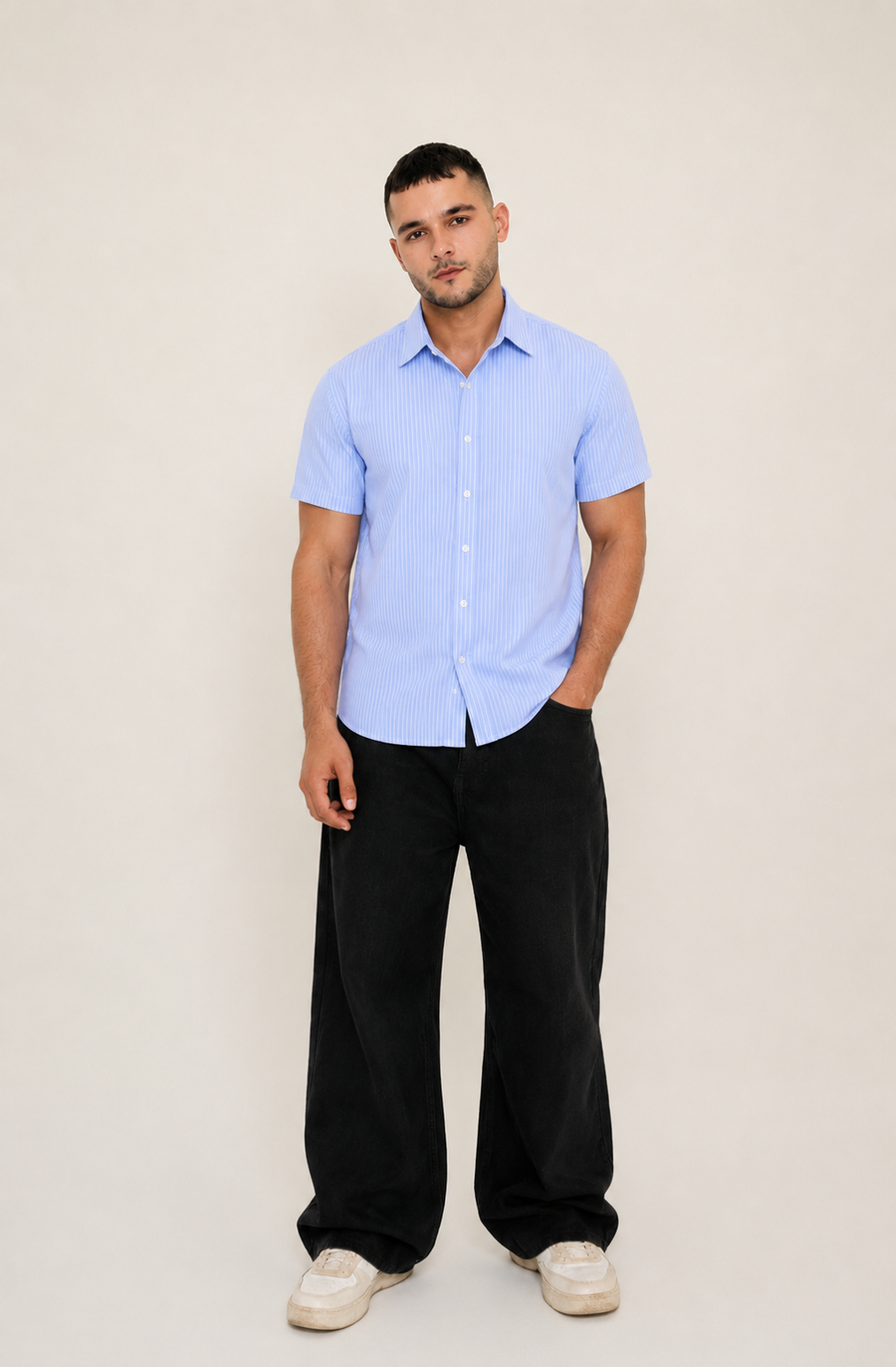 SKYSTRIPED H/S CASUAL SHIRT Reality