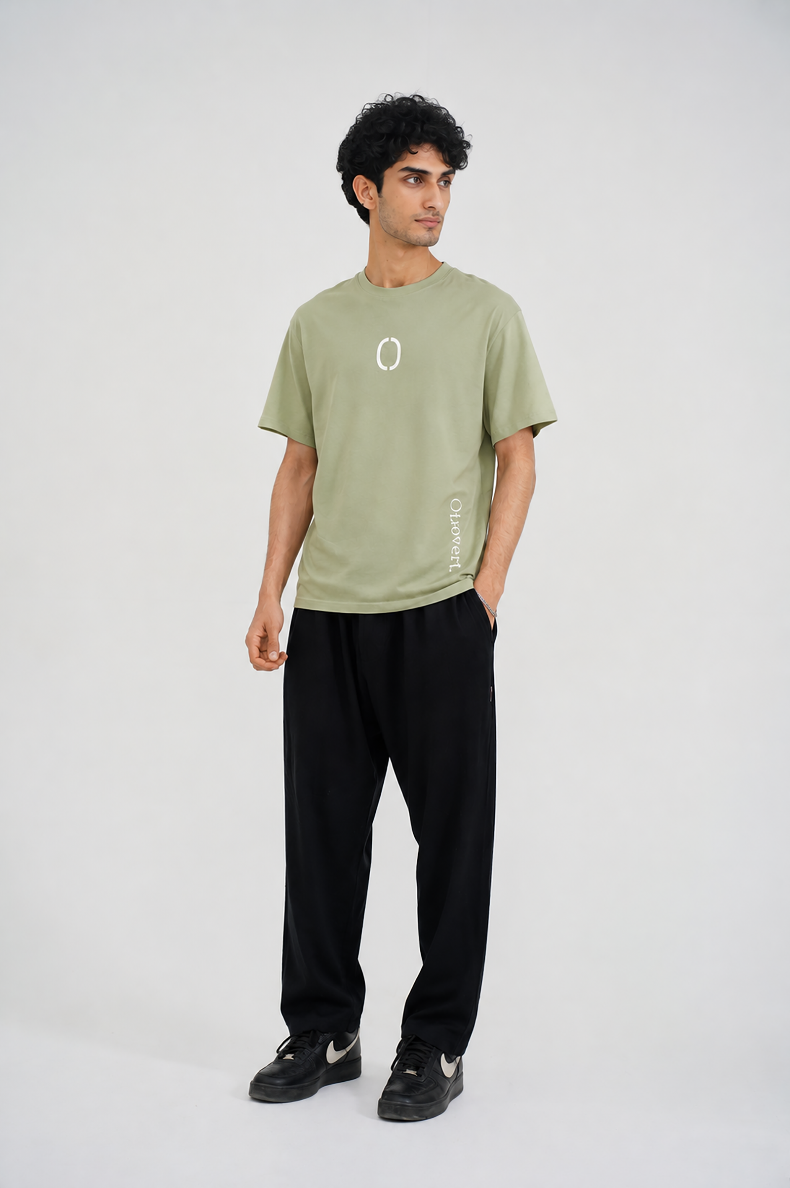 men OTROVERT GRAPHIC OLIVE TEE Reality